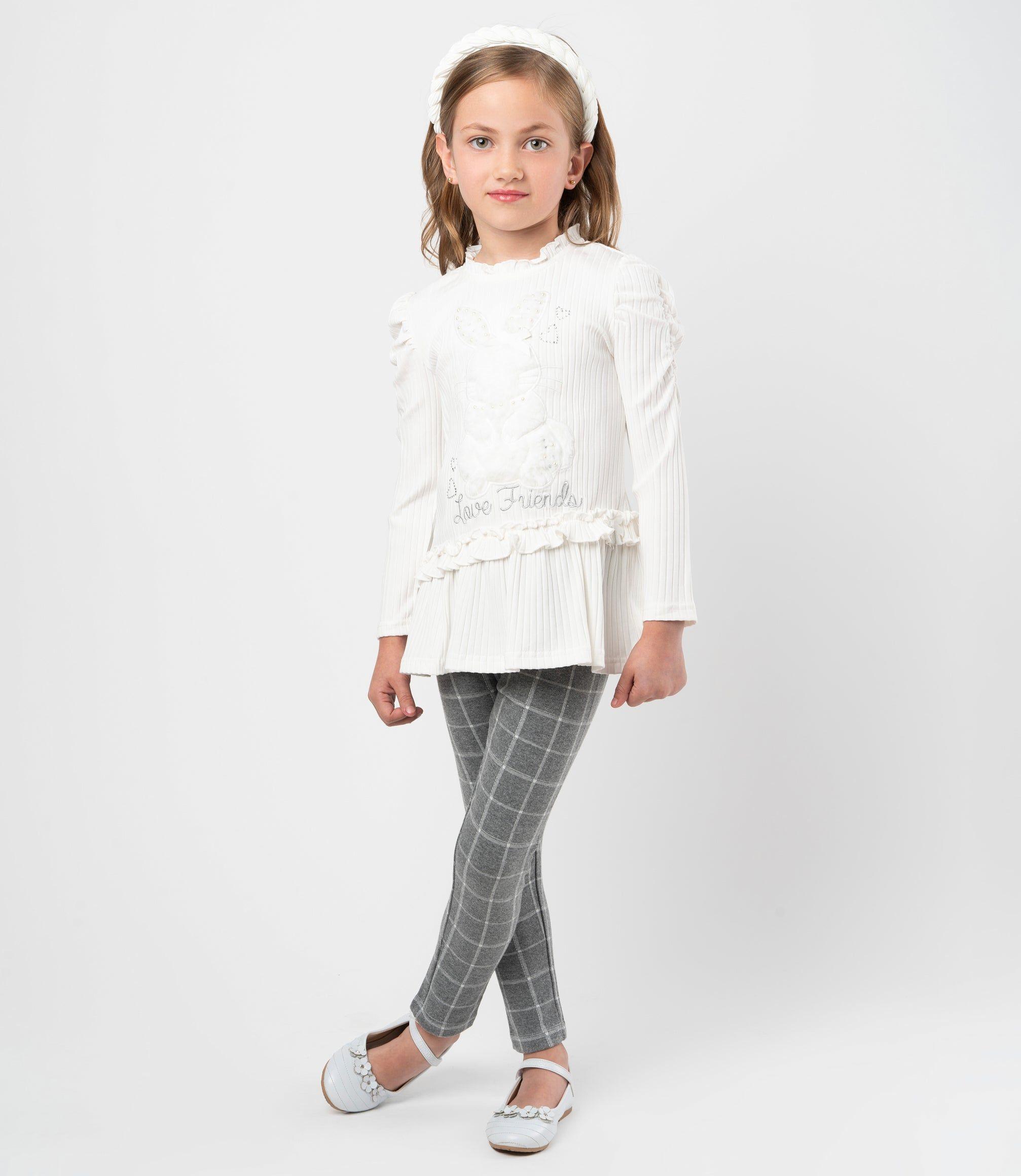Conjunto niña de polera y calzas blanco Limonada-0