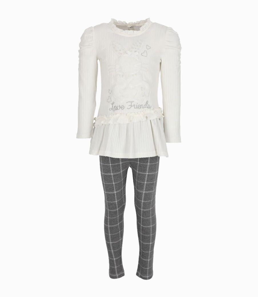 Conjunto niña de polera y calzas blanco Limonada-1