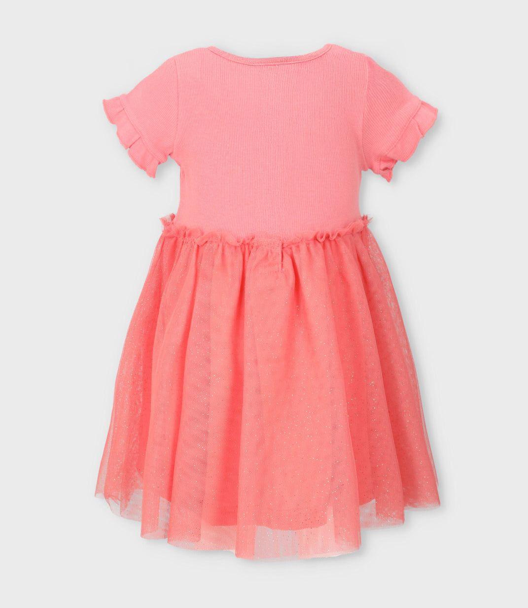 Vestido niña acanalado coral Limonada-1