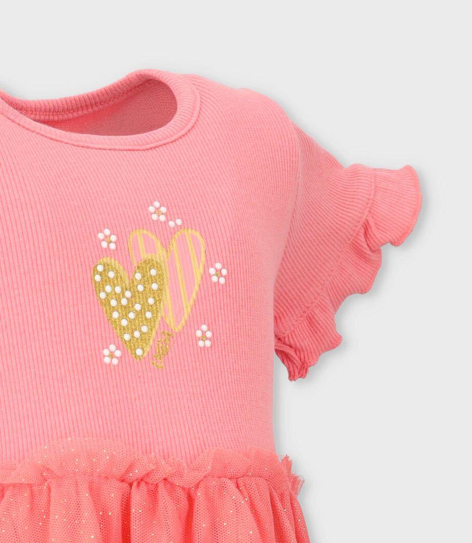 Vestido niña acanalado coral Limonada-2
