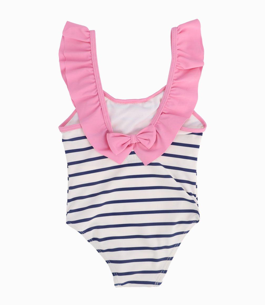 Traje De Baño Con Volantes Rosados Bebé Niña Blanco 4 Kids-2