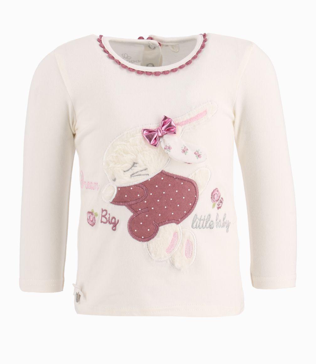 Polera Bebé Niña Con Elefante Limonada Crudo-0