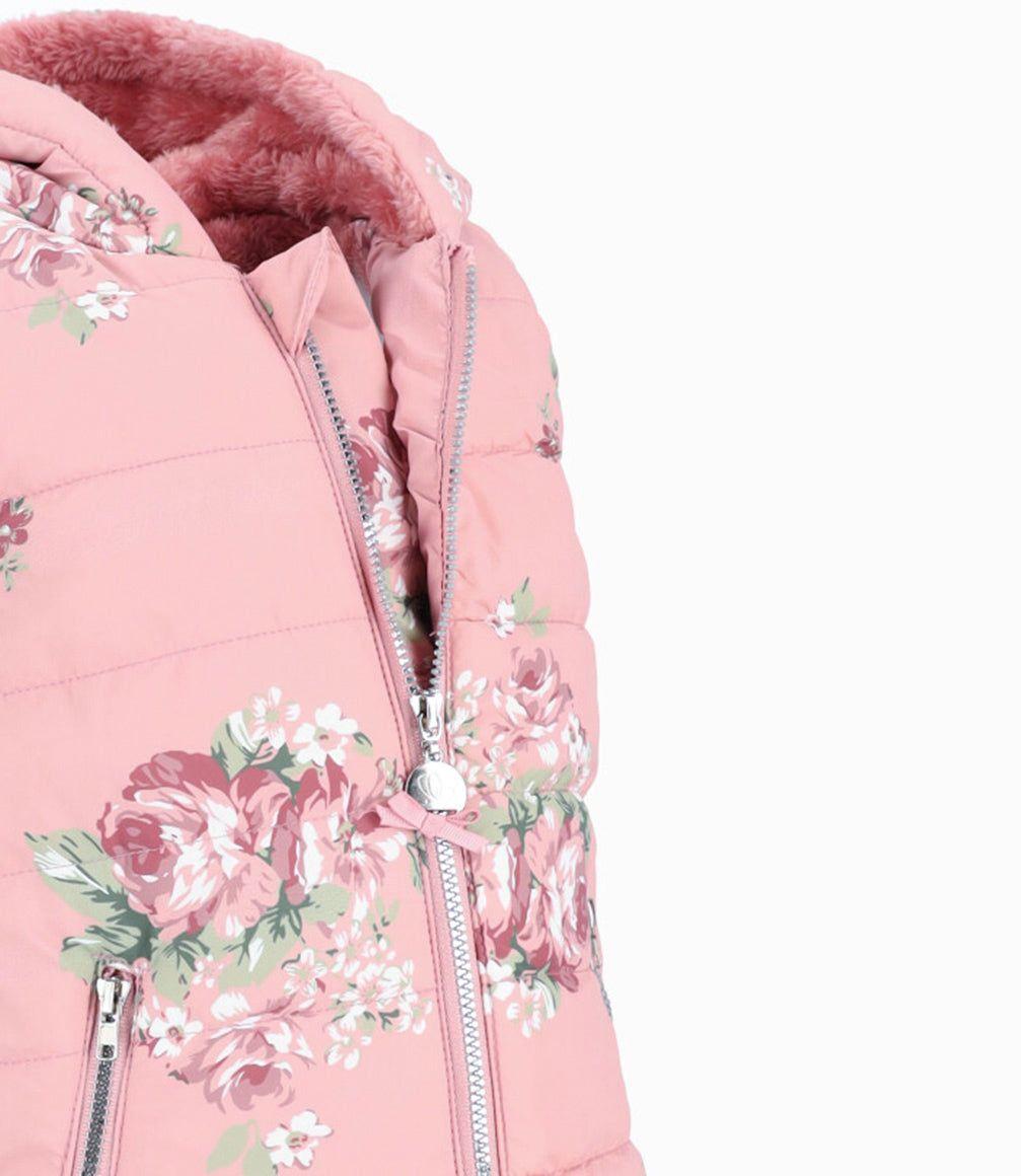 Parka bebé floreada sin mangas palo rosa Limonada-2