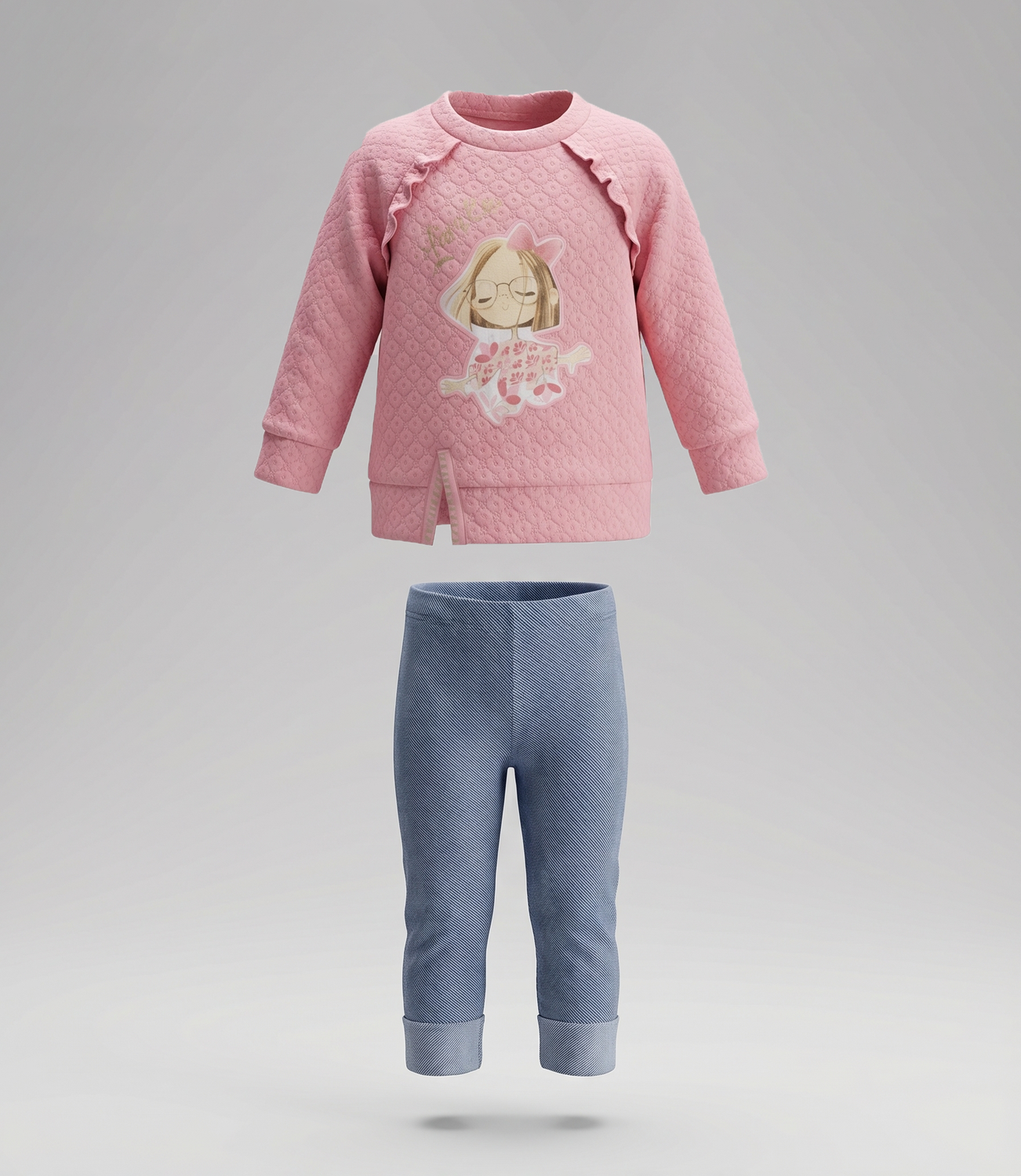 Conjunto polerón y calza niña  L11221270578 coral Limonada-1