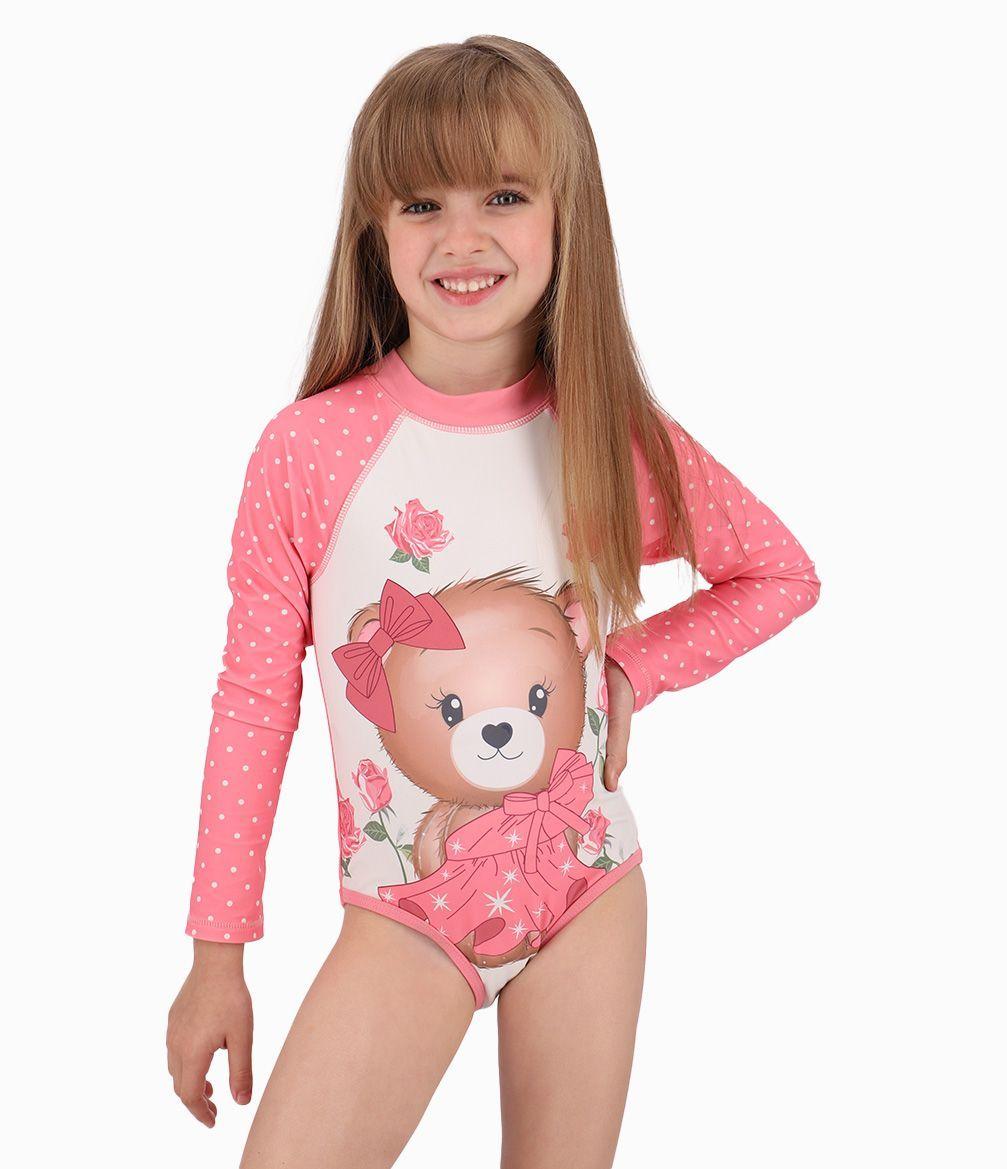 Traje De Baño Manga Larga Niña Coral Limonada-0