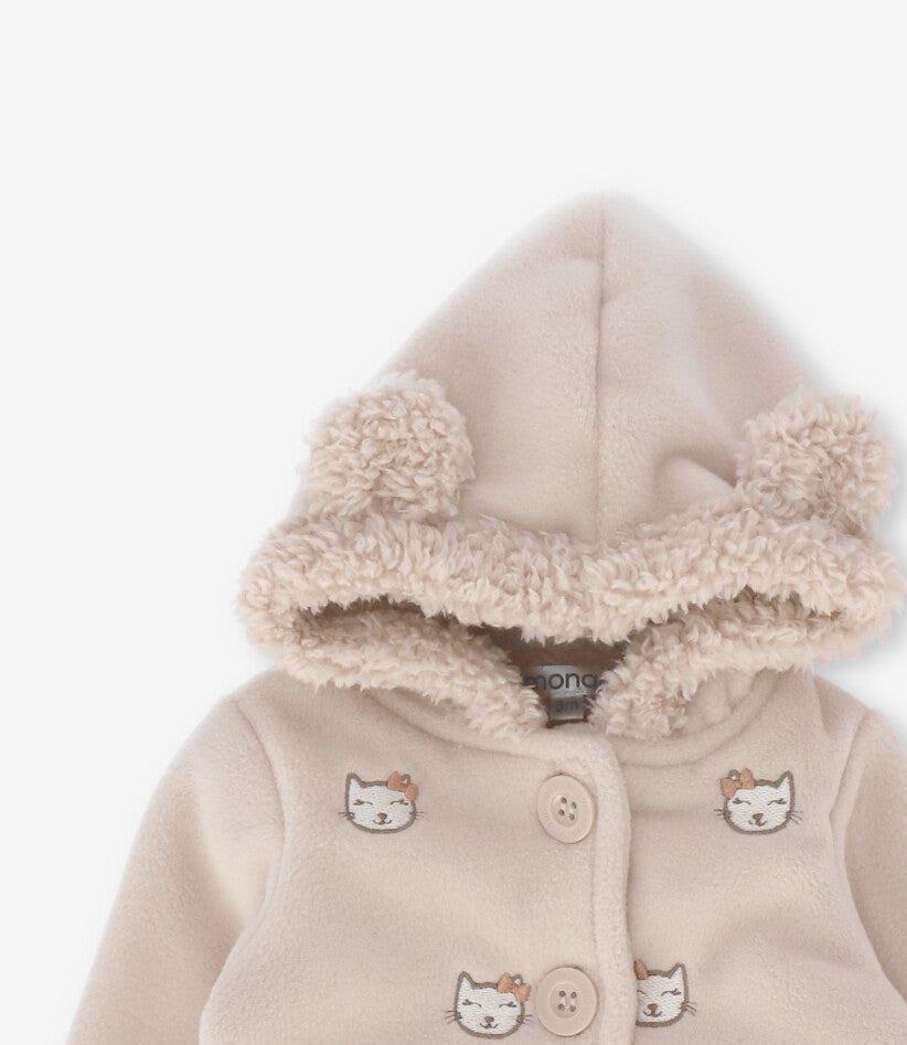 Chaqueta recién nacida con gatos beige Limonada-2