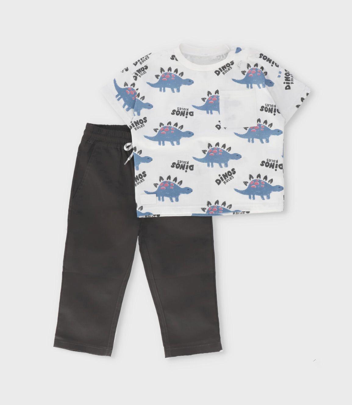 Conjunto bebé dinos crudo Black and Blue-0