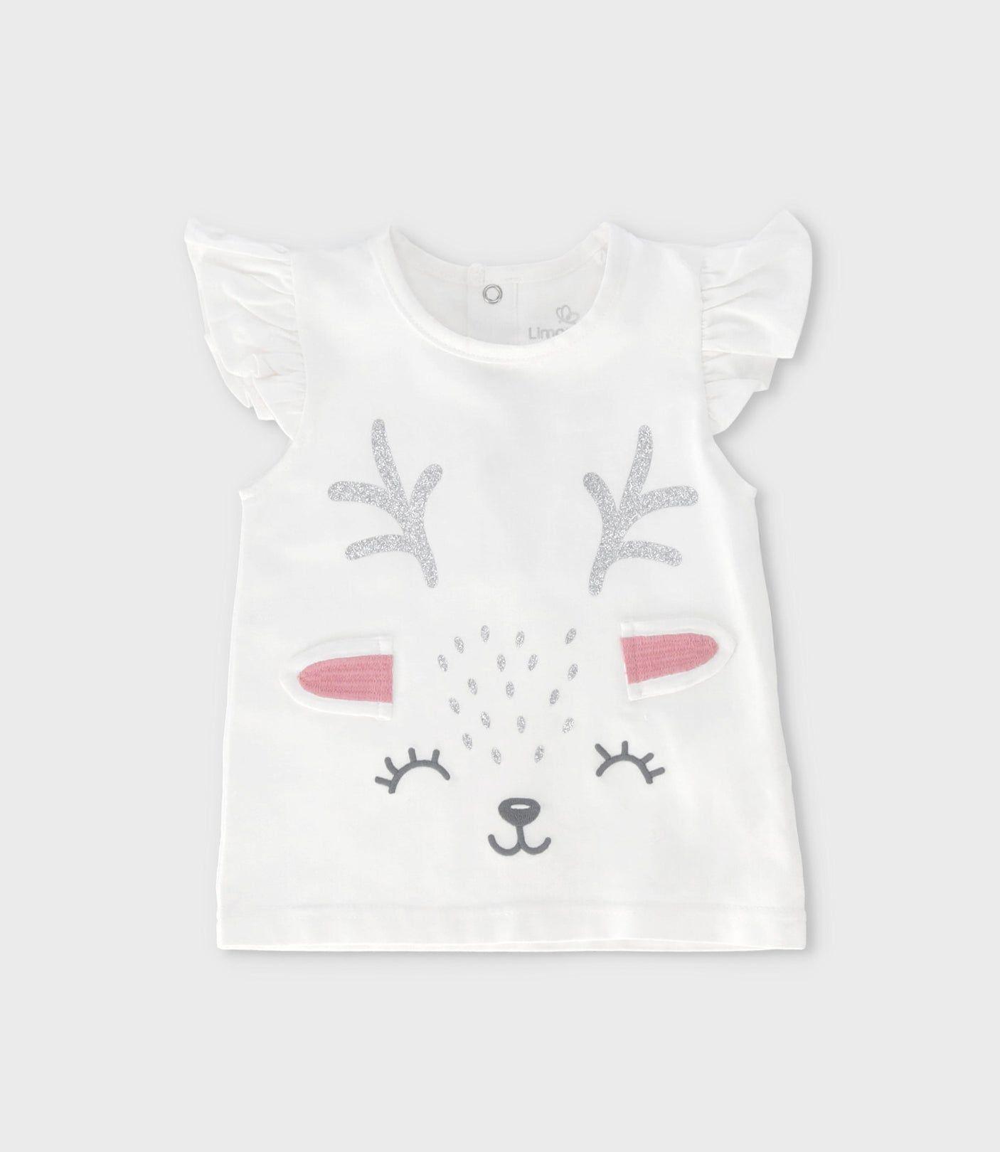 Polera manga corta bebé con ciervo crudo Limonada-0