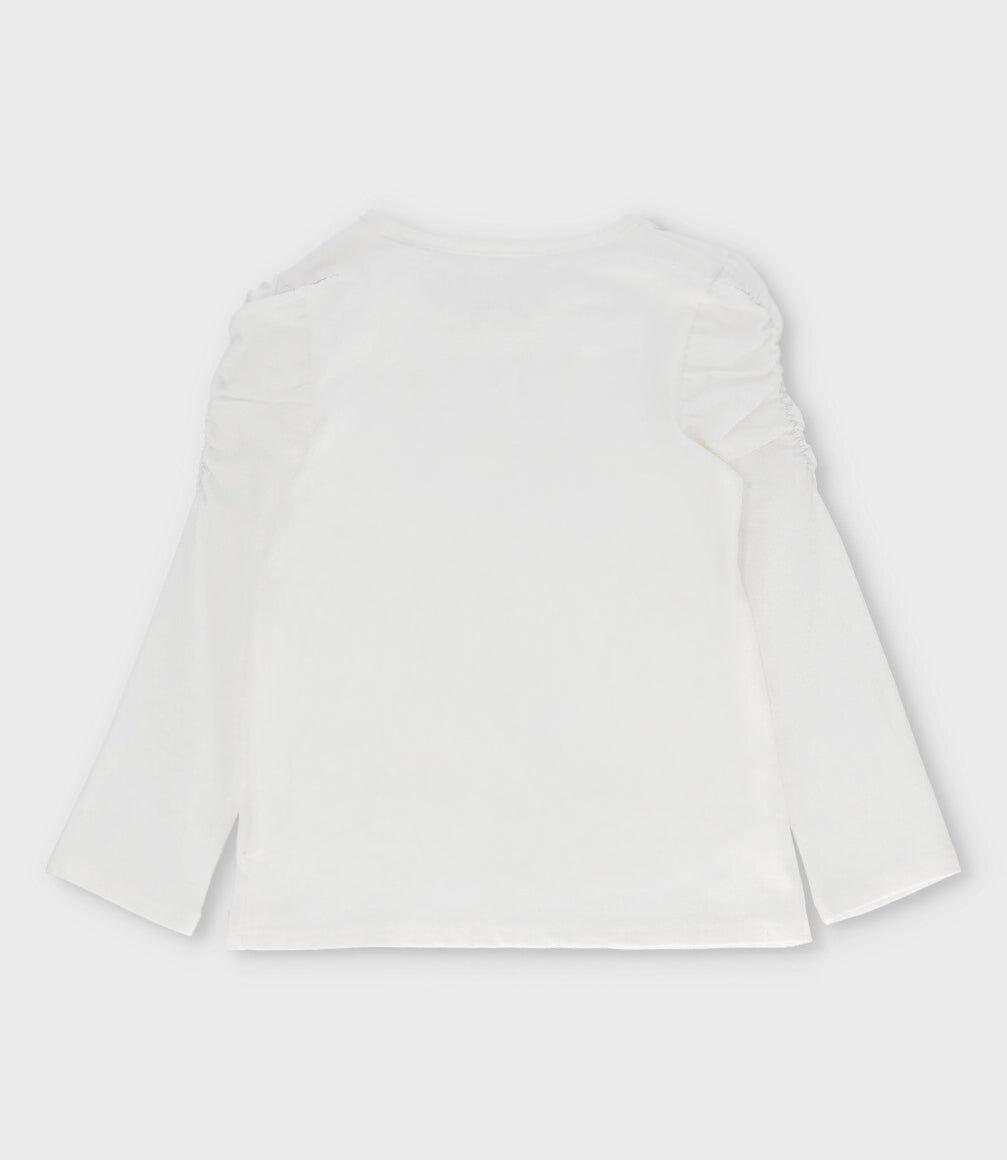 Polera manga larga niña con conejo crudo Limonada-2