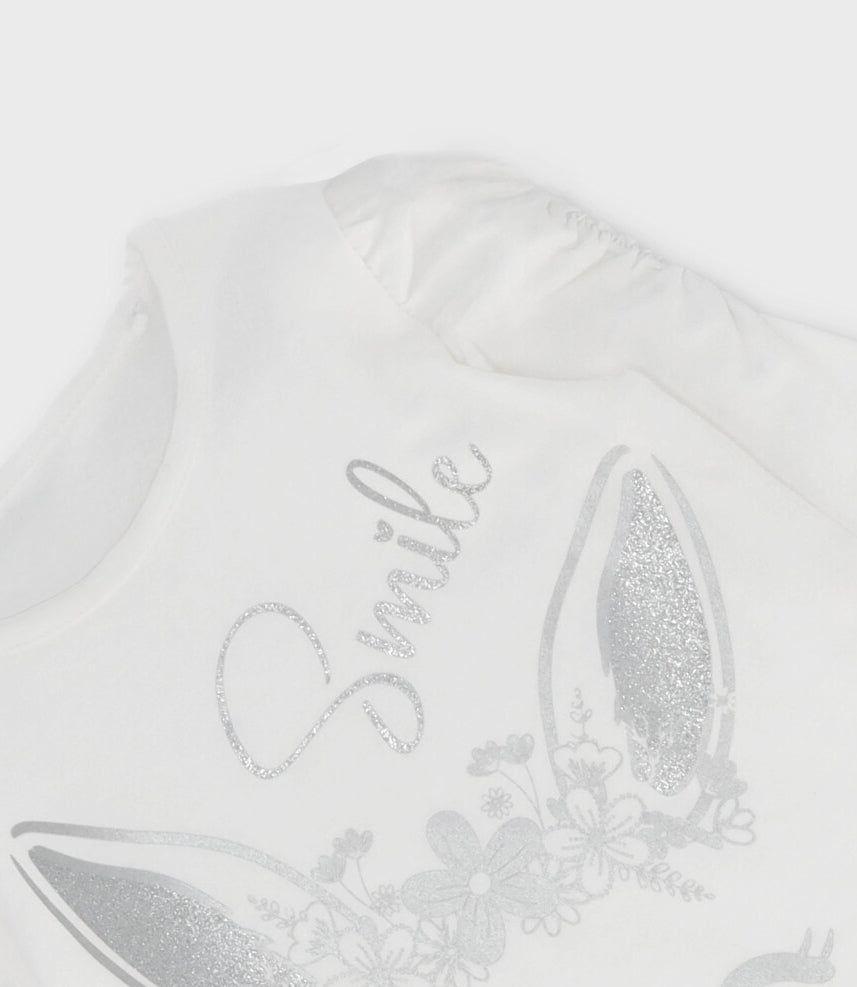 Polera manga larga niña con conejo crudo Limonada-3