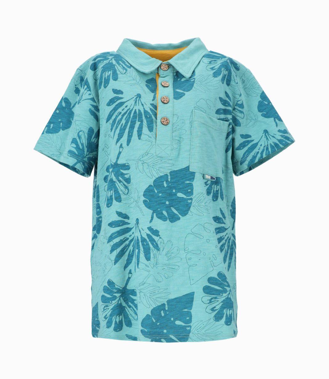 Polera manga corta niño con palmeras menta Black and Blue-1