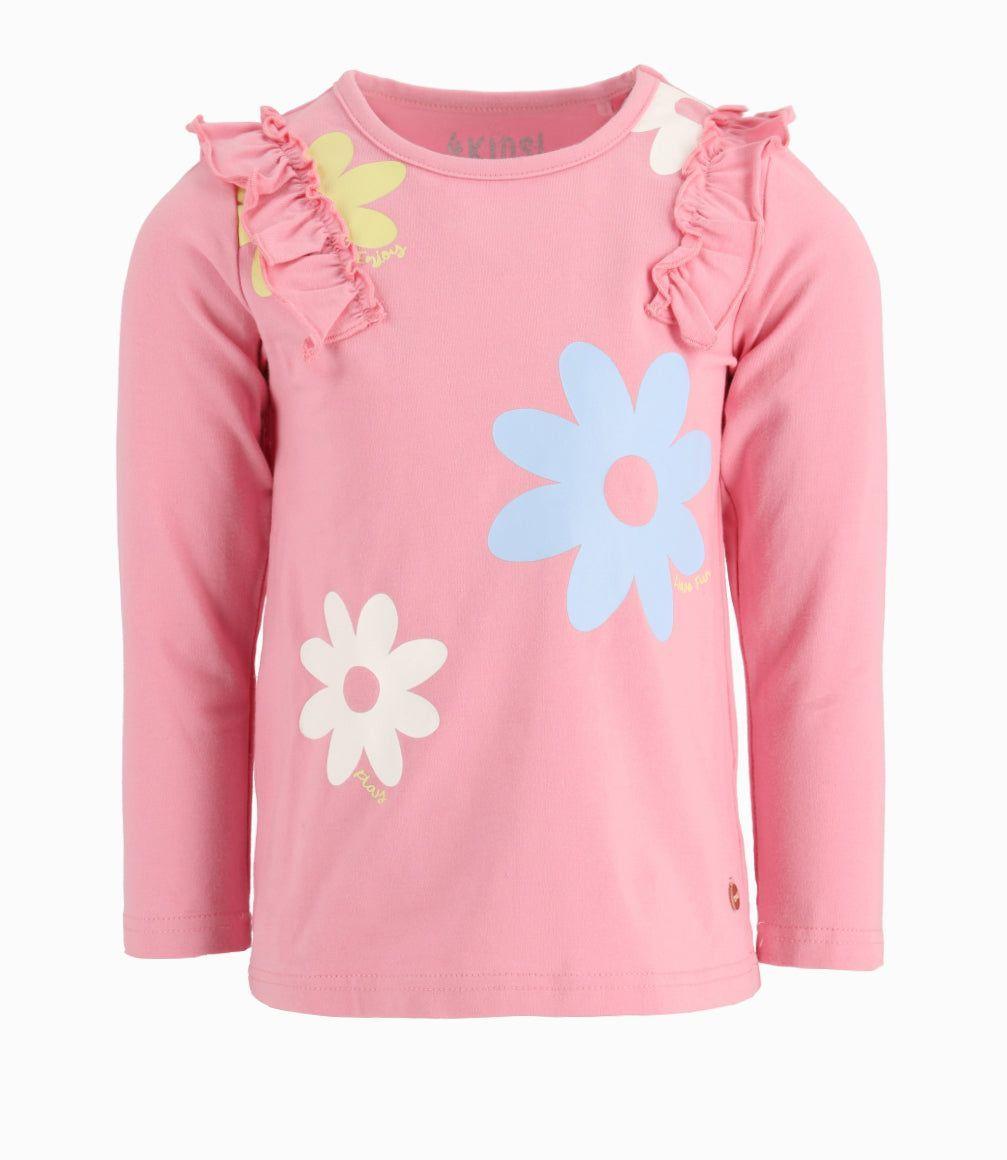 Polera Niña Con Estampado De Flores Rosado 4 Kids-7