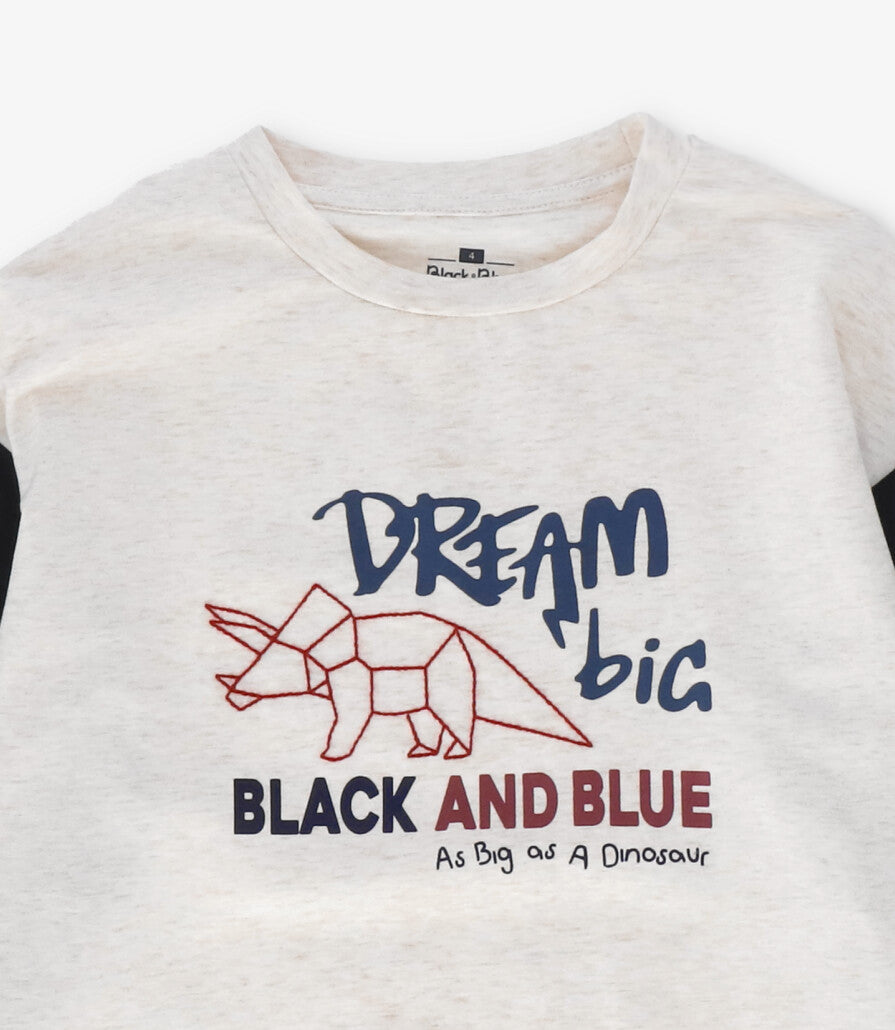 Polera manga larga niño dream big crudo Black and blue-3