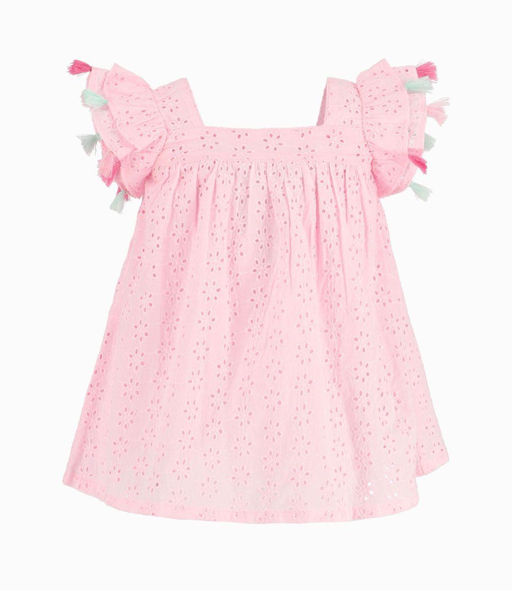 Vestido Con Pompones Bebé Niña Rosado 4 Kids-0