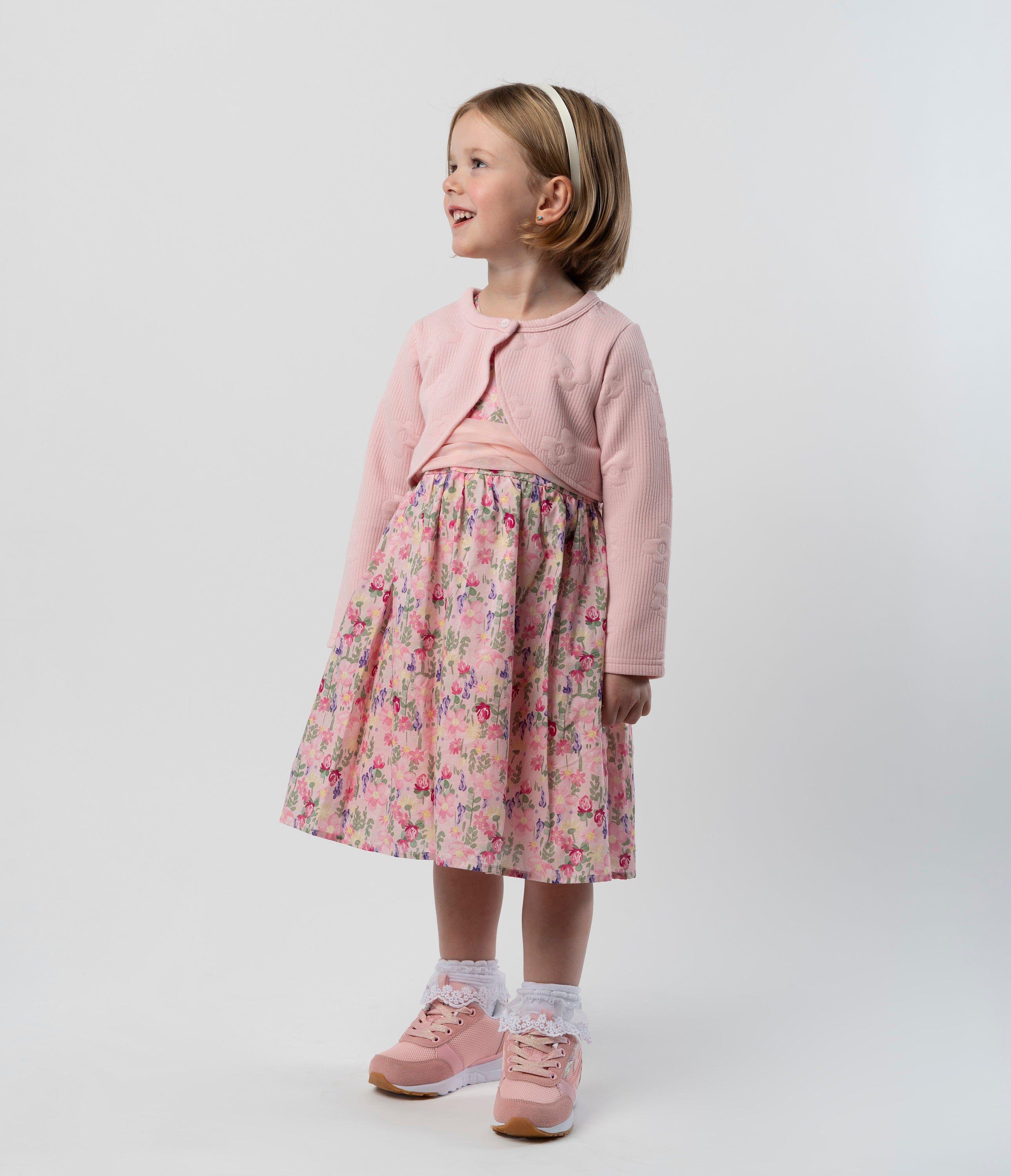 Vestido niña floreado con bolero rosado Limonada-0