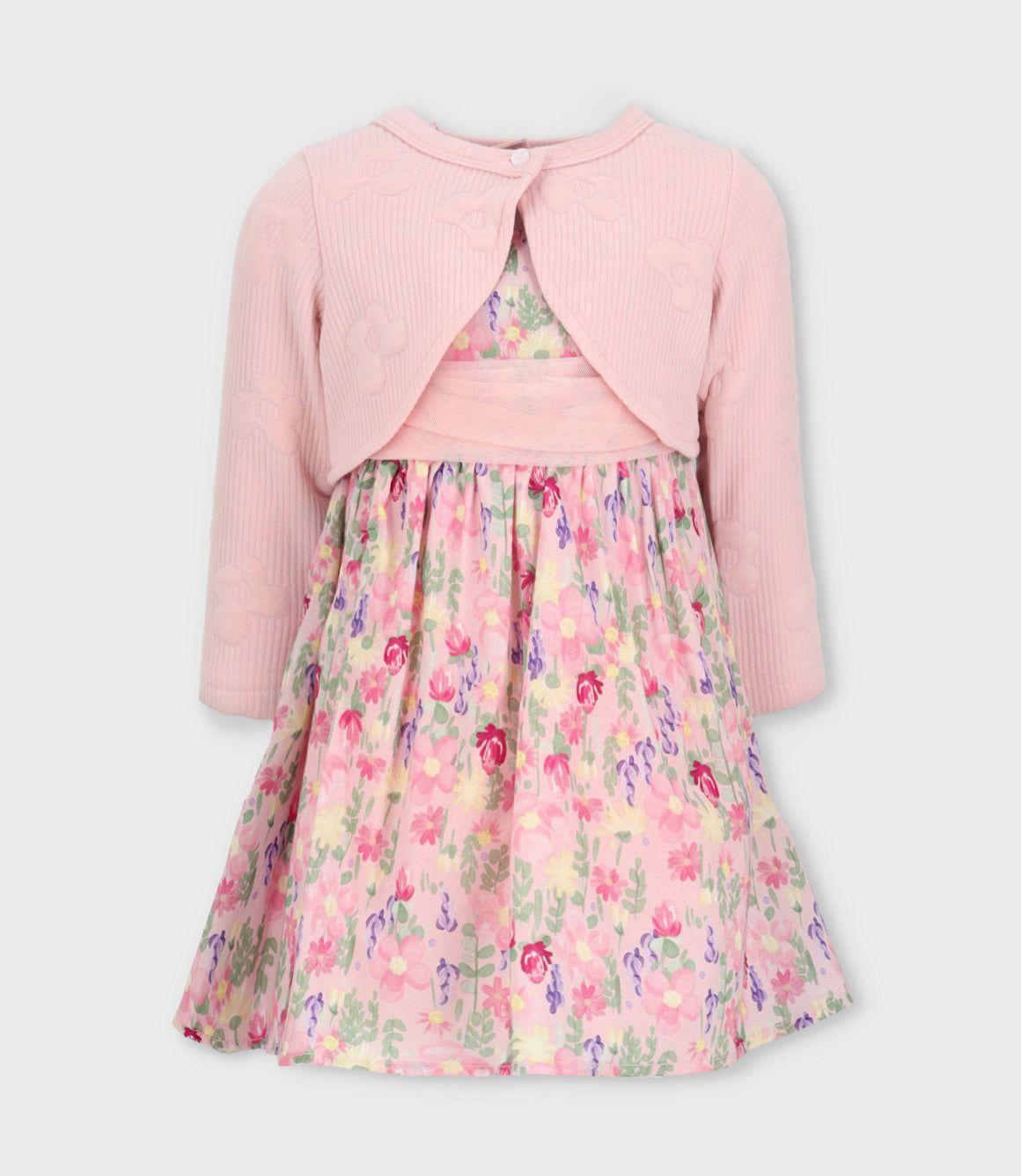 Vestido niña floreado con bolero rosado Limonada-1