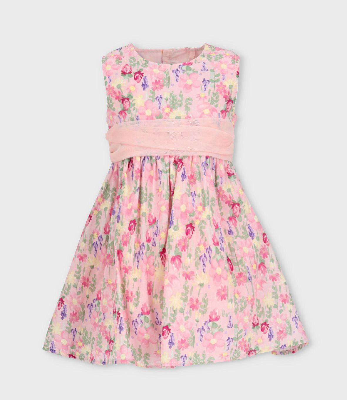 Vestido niña floreado con bolero rosado Limonada-3