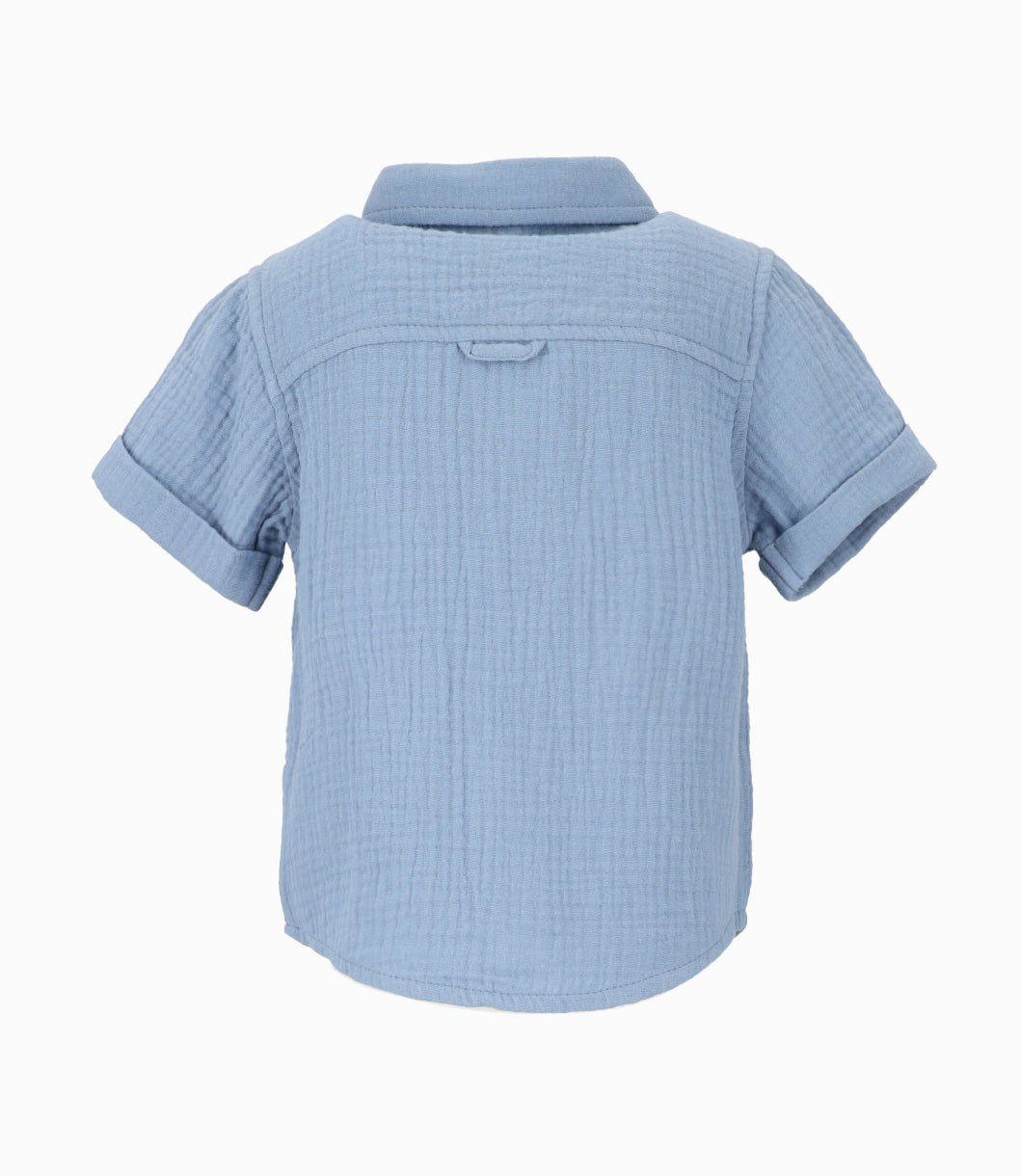 Camisa manga corta bebé básica azul Black and Blue-1