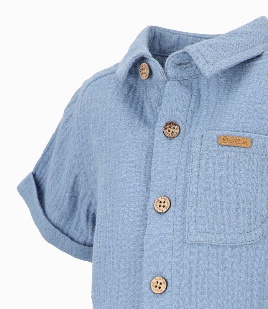 Camisa manga corta bebé básica azul Black and Blue-2