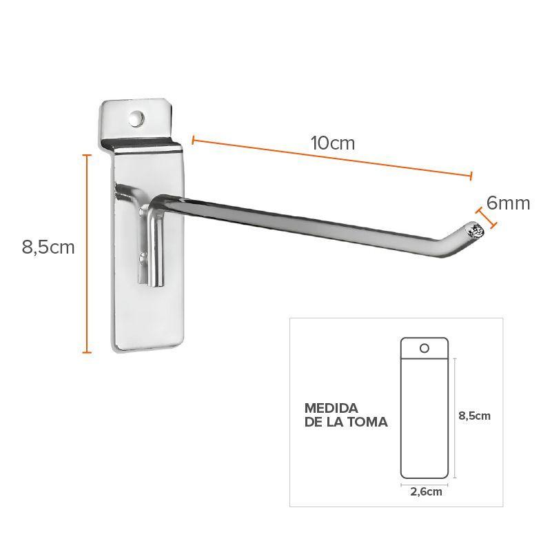 PACK DE 10-PCS GANCHERA  A PANEL RANURADO 10 CM - EXHIBIDOR-1