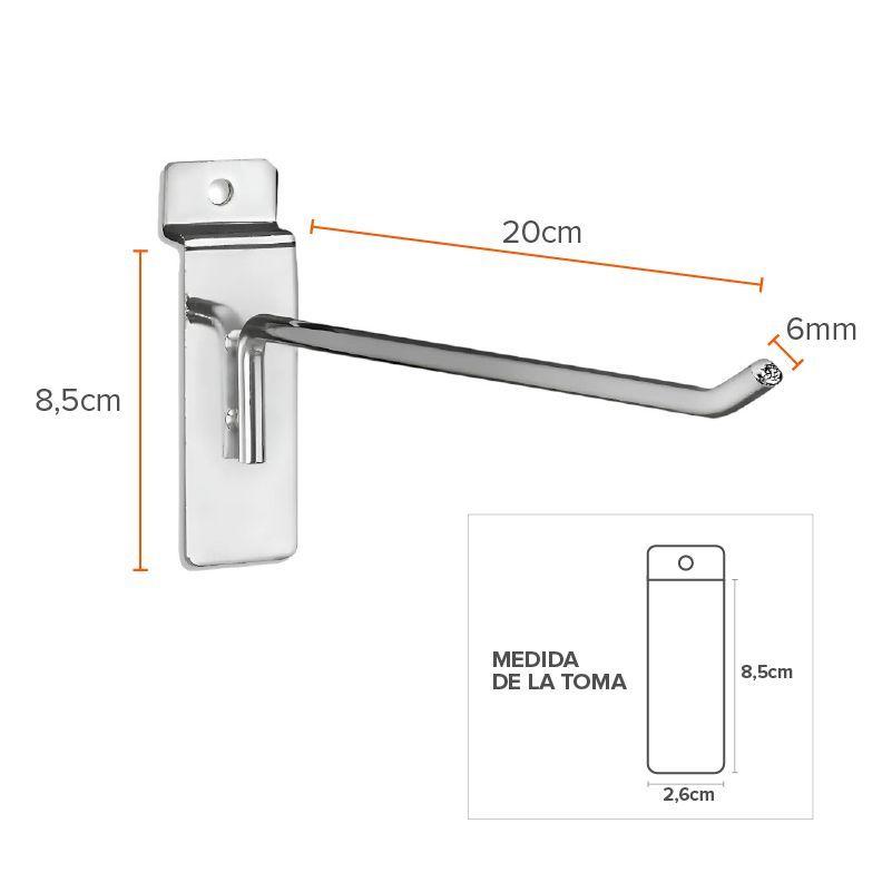 PACK DE 10-PCS GANCHERA  A PANEL RANURADO 20 CM - EXHIBIDOR-1