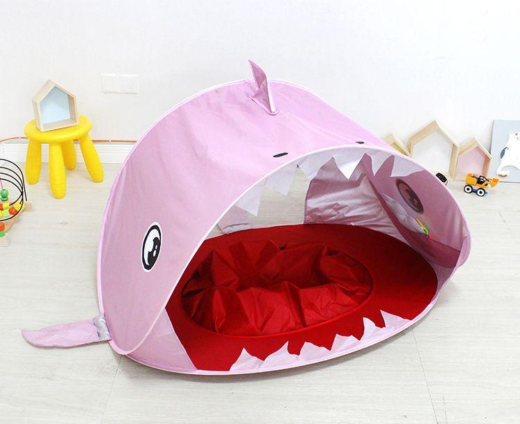 Piscina Carpa Plegable Modelo Tiburón Protección UV Rosado-2