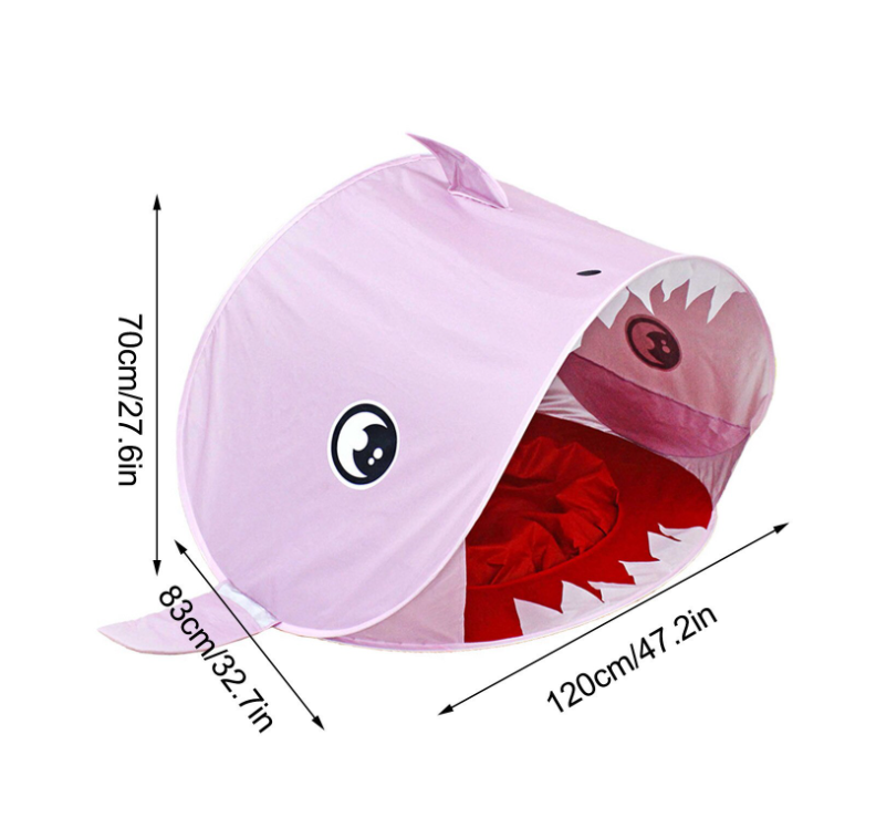 Piscina Carpa Plegable Modelo Tiburón Protección UV Rosado-1