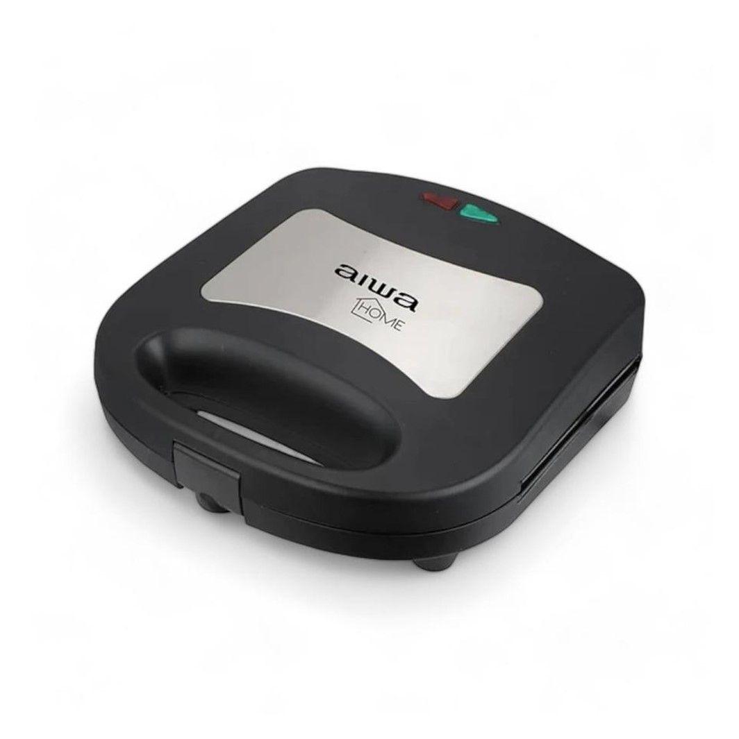 Sandwichera Tostadora de Pan Acero Inoxidable Doble Aiwa 700W-0