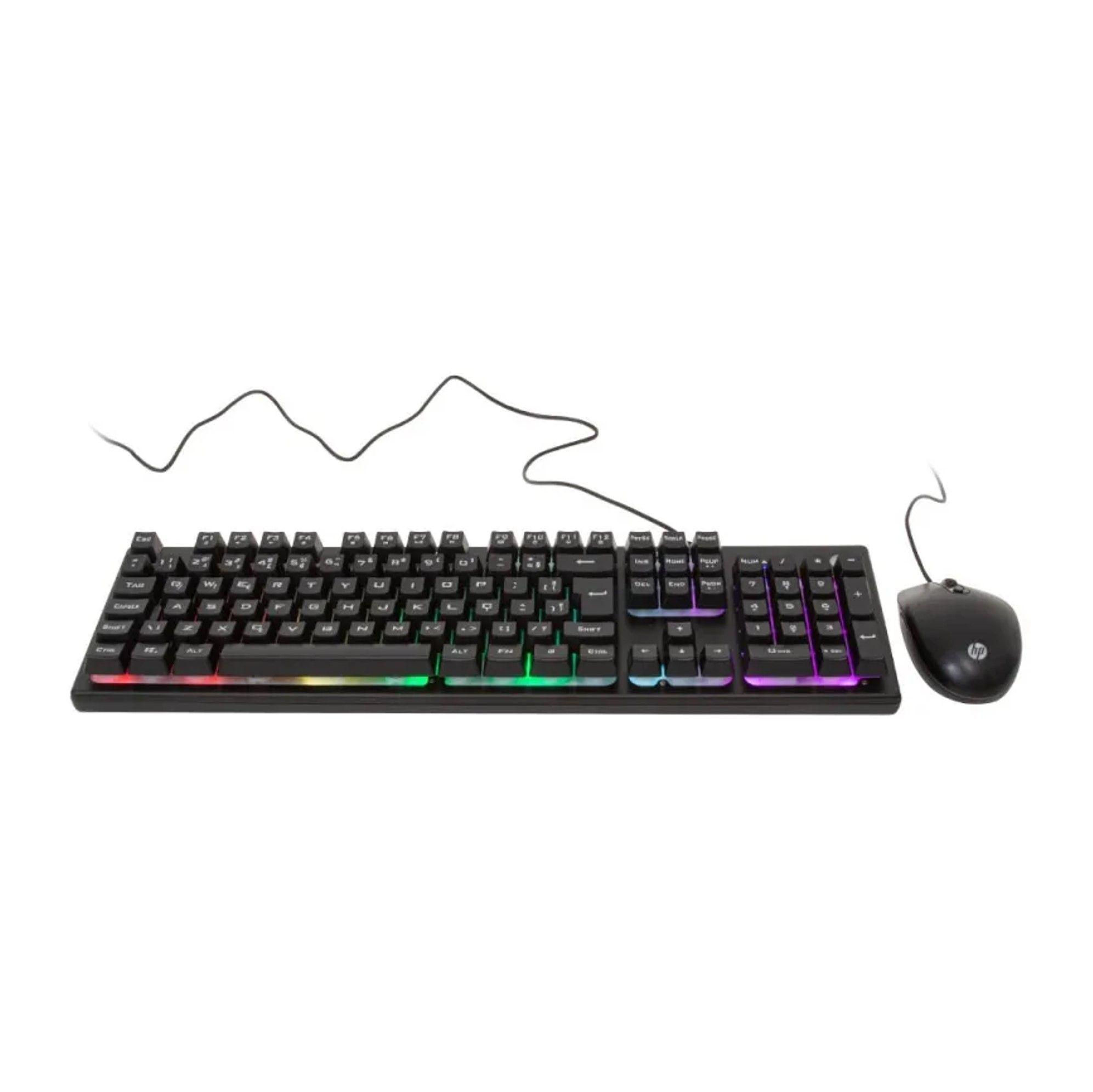 Kit de Teclado Alambrico y Mouse HP RGB KM300F-1