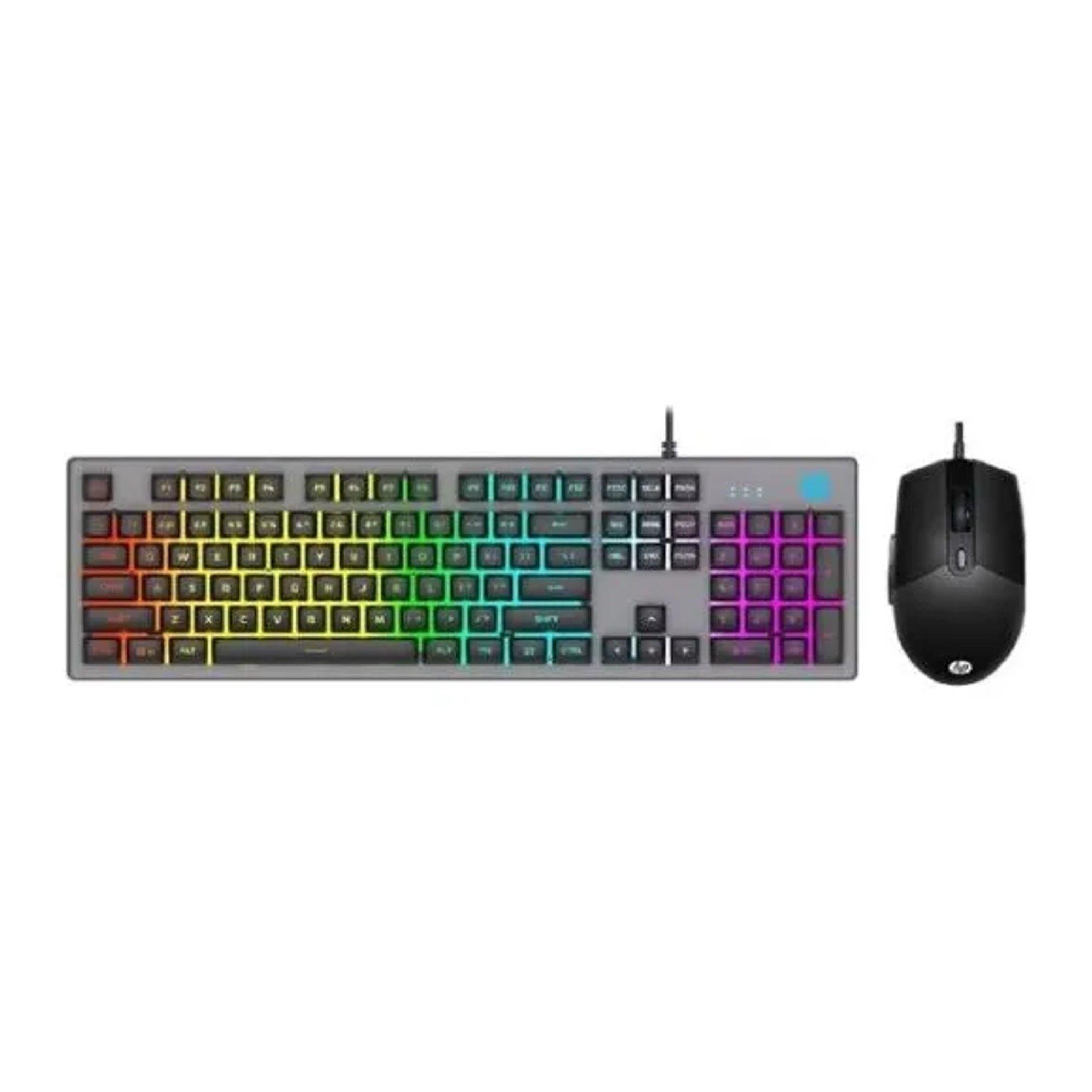 Kit de Teclado Alambrico y Mouse HP RGB KM300F-2