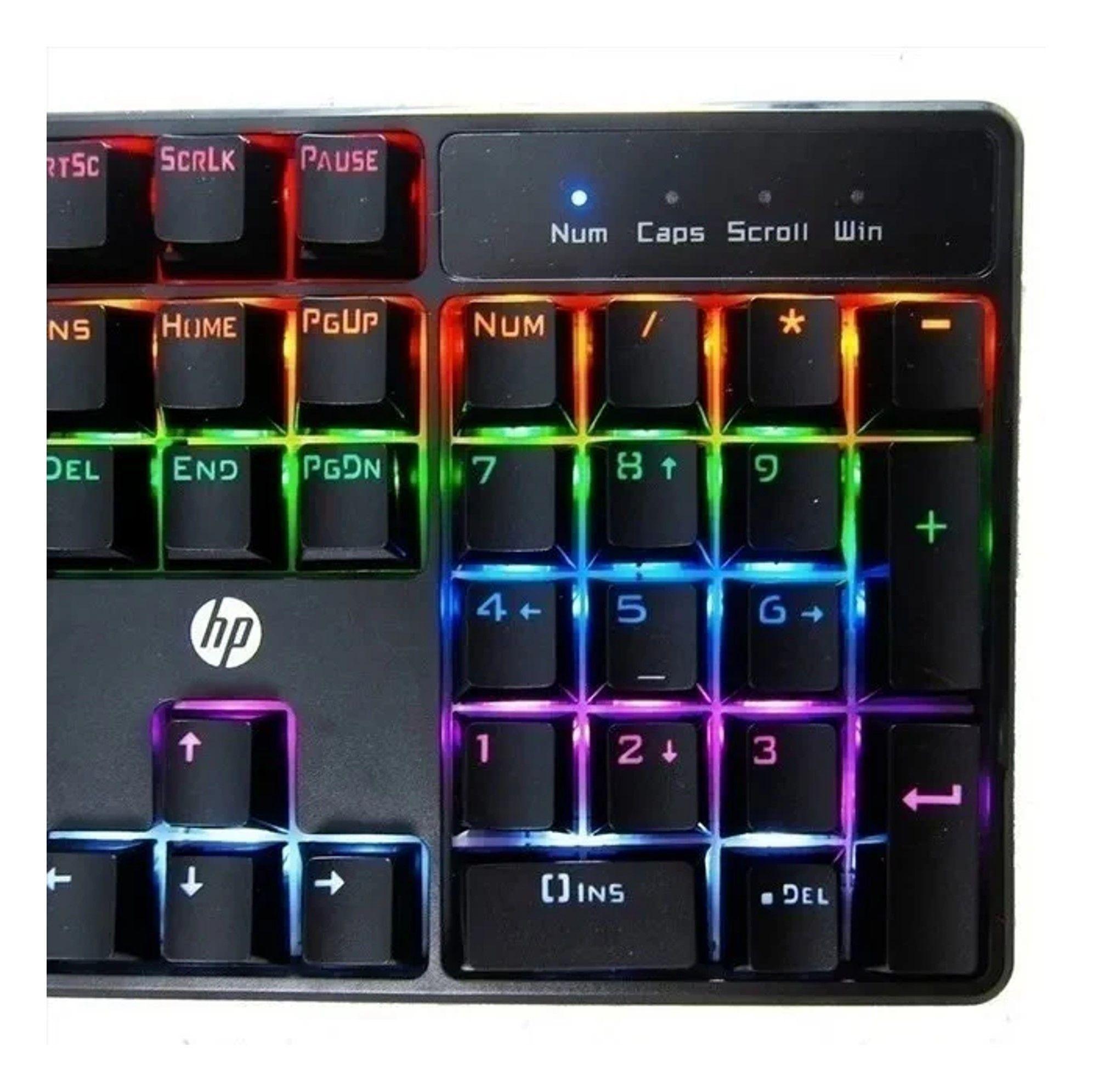 Teclado Gamer Al mbrico USB HP Luces RGB-2