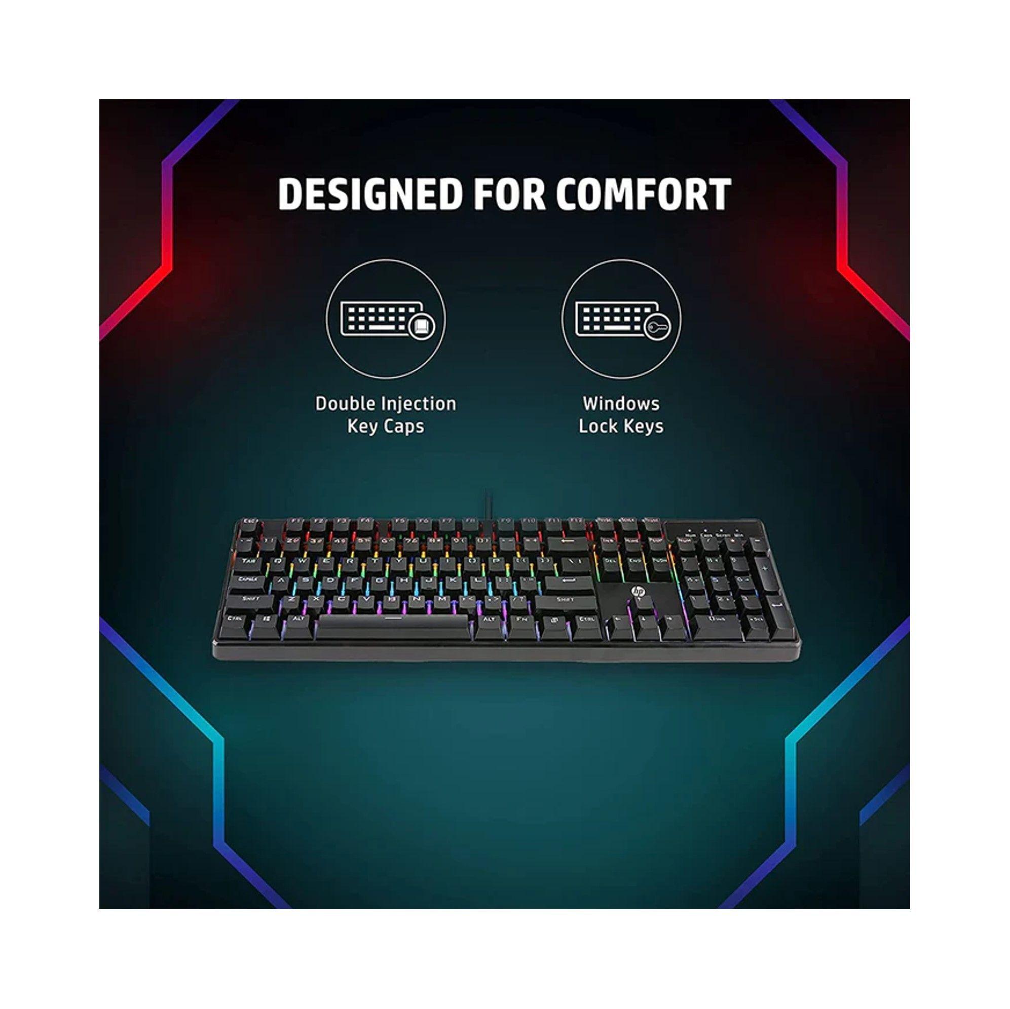 Teclado Gamer Al mbrico USB HP Luces RGB-4