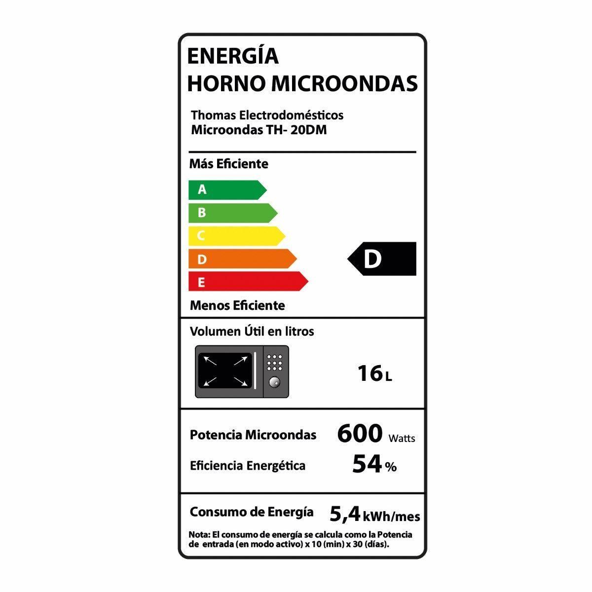 MICROONDAS THOMAS 800W 20LITROS 5 NIVELES POTENCIA-3