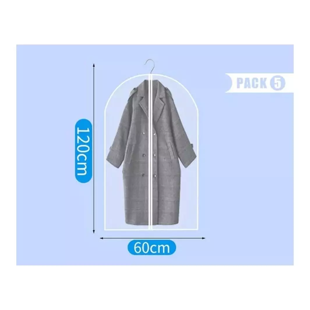 5 BOLSAS TRANSPARENTES CUBRE TRAJES ORGANIZADOR CLOSET ROPA-2