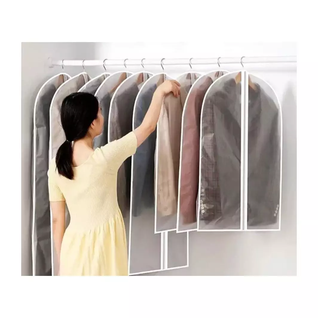 5 BOLSAS TRANSPARENTES CUBRE TRAJES ORGANIZADOR CLOSET ROPA-3