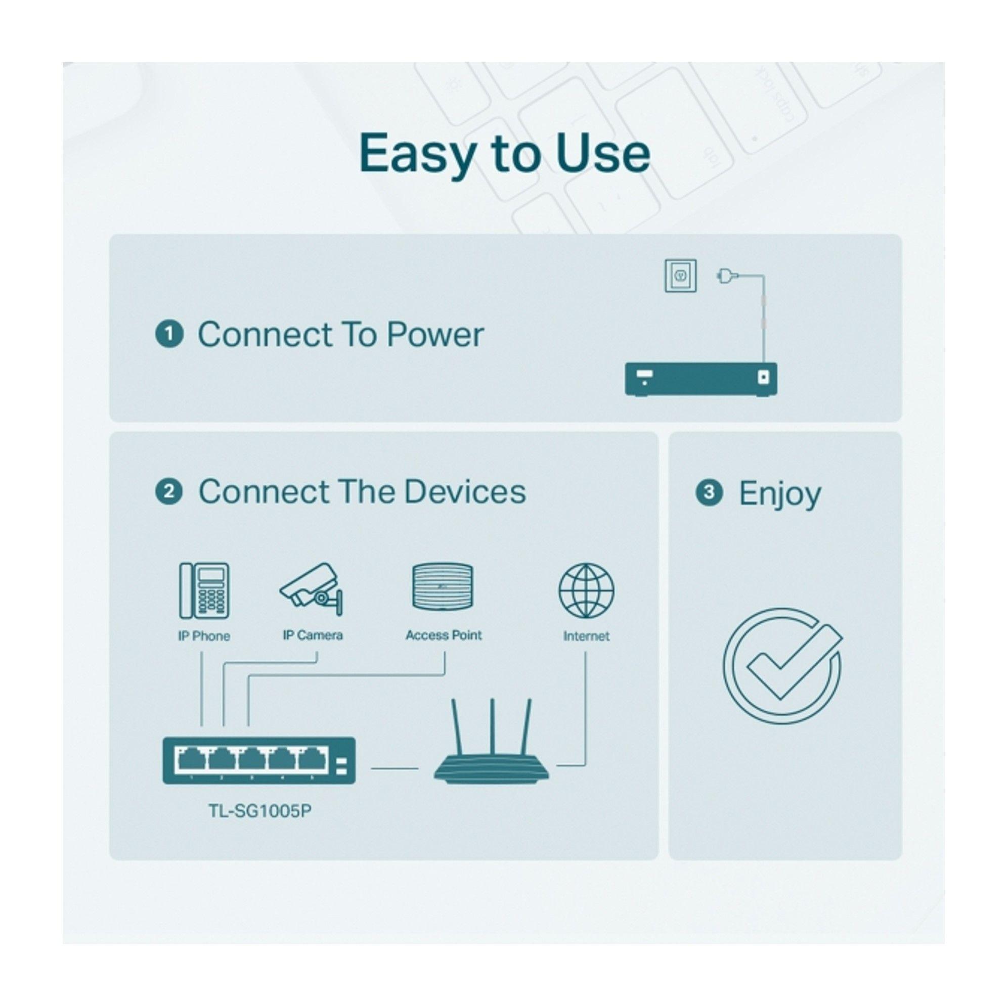 Conmutador de Escritorio Gigabit de 5 puertos con PoE de 4 puertos-5