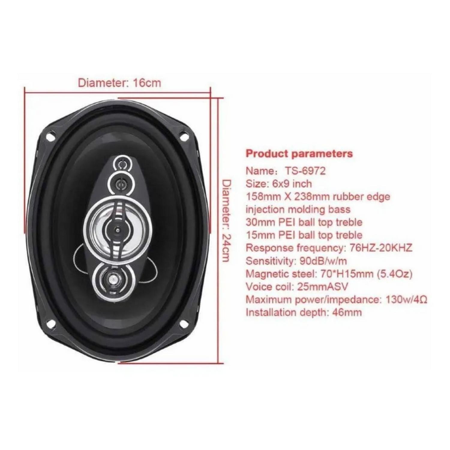 Parlantes Auto Pcinener Ts-6972 800w De Poder Auto Negro-3
