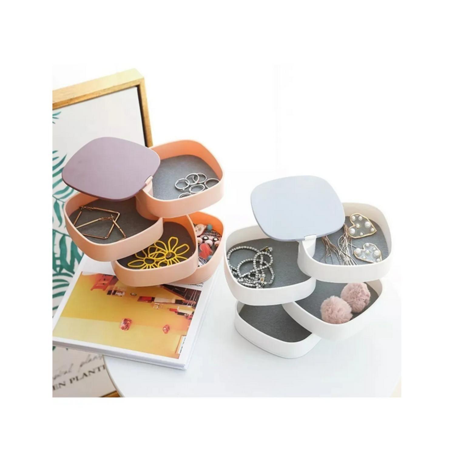 Organizador De Joyas Rotativo Joyero 4 Cajones + Espejo Rosa-3