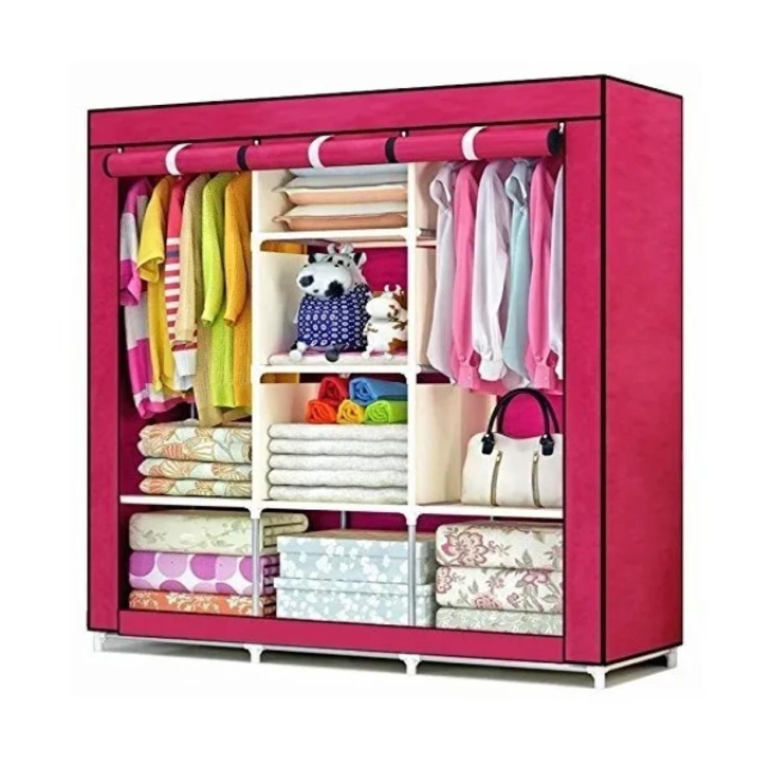 Closet De Tela Ropero Armable Grande Armario Fucsia-0