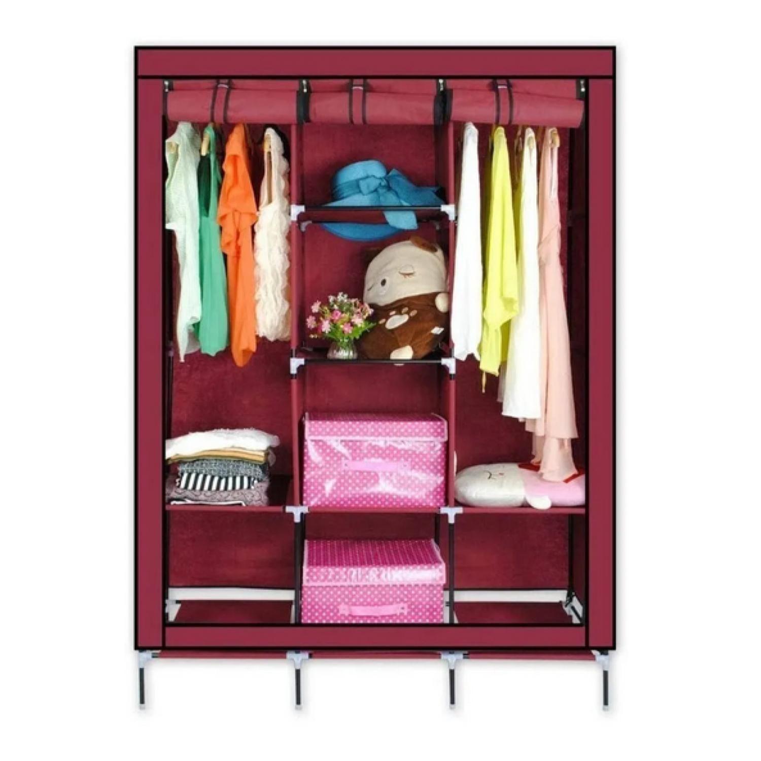 Closet De Tela Ropero Armable Grande Armario Fucsia-1