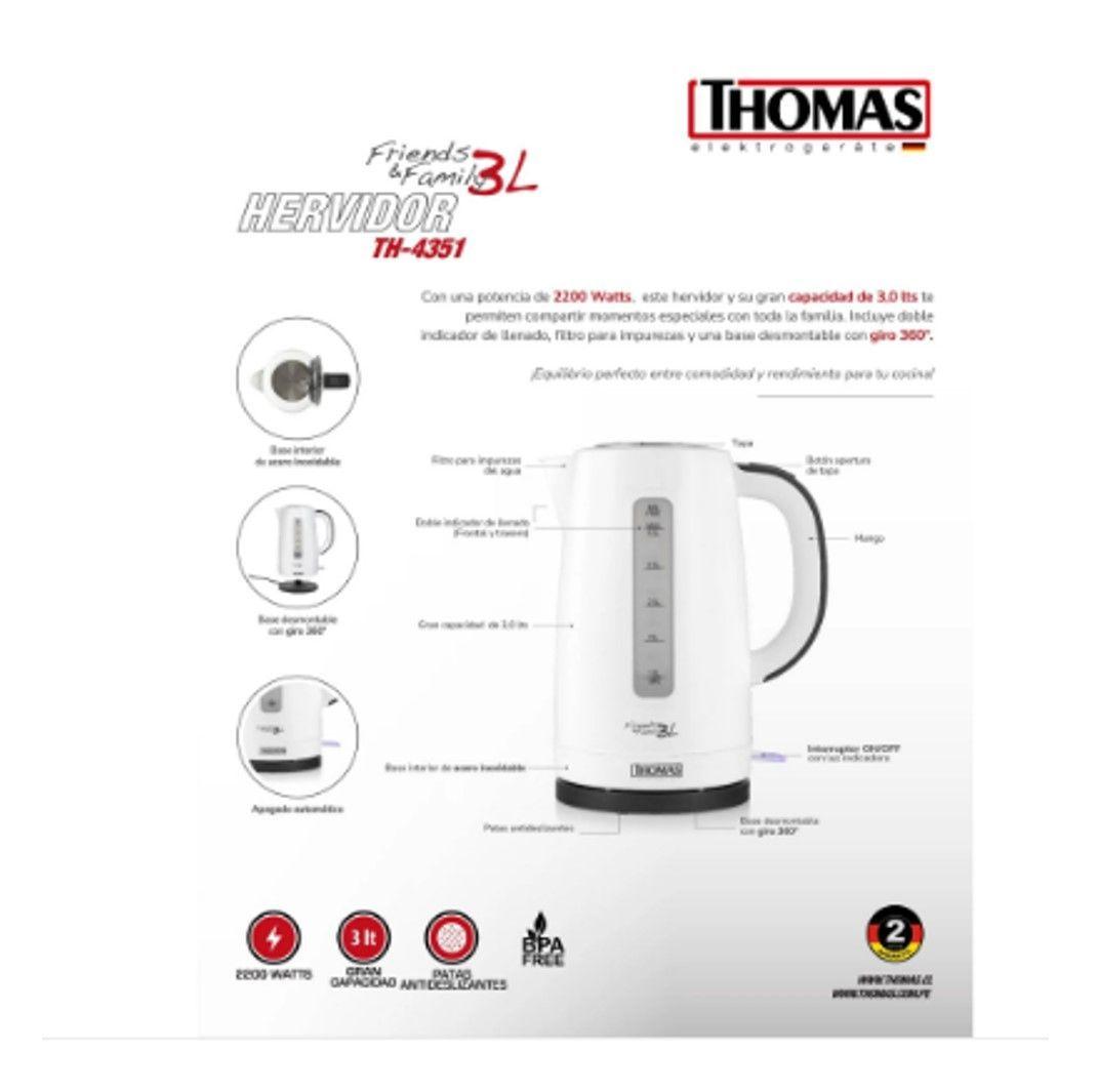 Hervidor De Agua El ctrico Thomas 2200w 3 litros-2