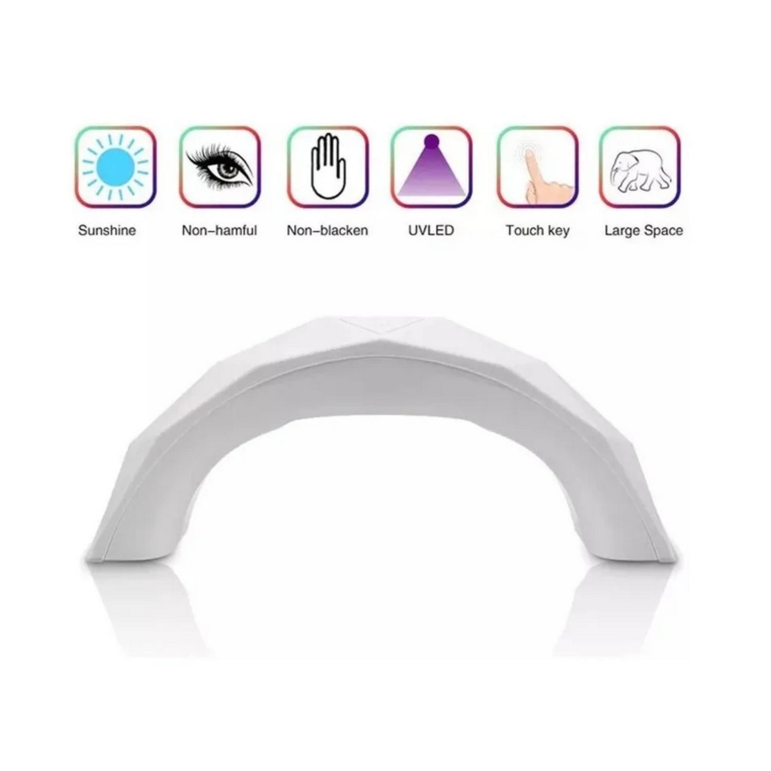 Lampara Nail Uv Led 9w Secador Esmaltes En Gel Permanente Blanco-2