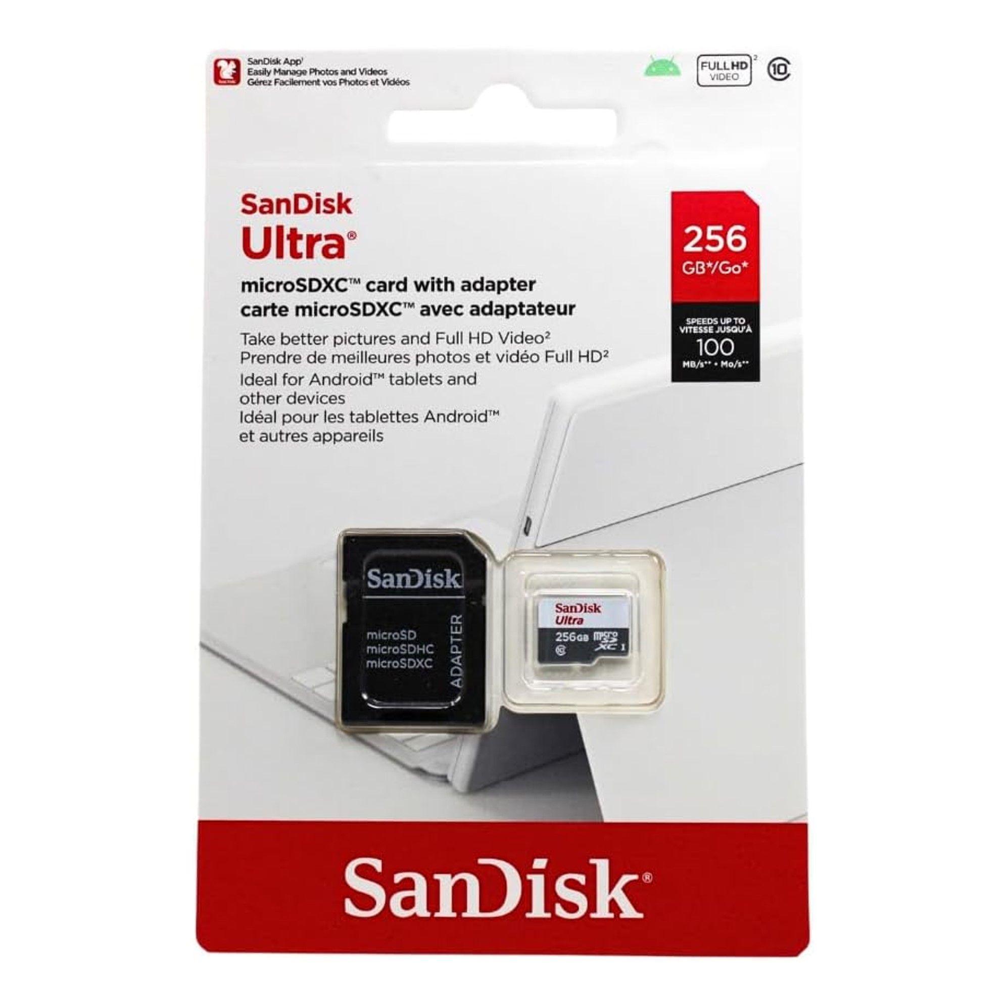 Tarjeta de Memoria Micro SD Sandisk 256GB UHS I Clase 10 con Adaptador-3