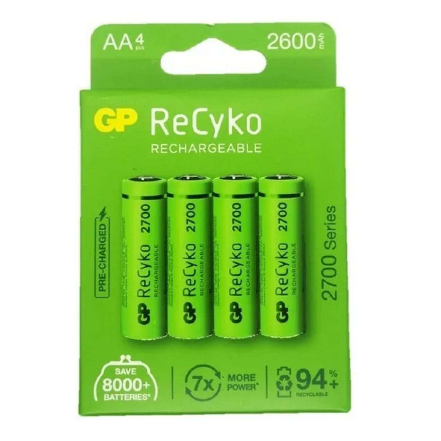 Pila Recargable Tamaño Doble Aa 4 Un 2600 Mah Gp Recyko-0