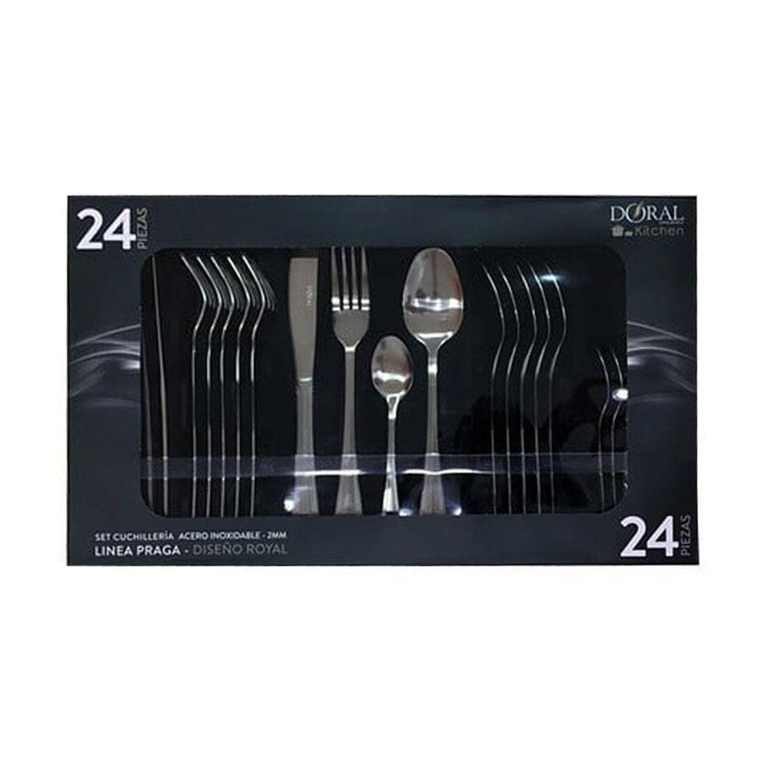 JUEGO DE CUCHILLOS LINEA PRAGA 24 PIEZAS DORAL-2