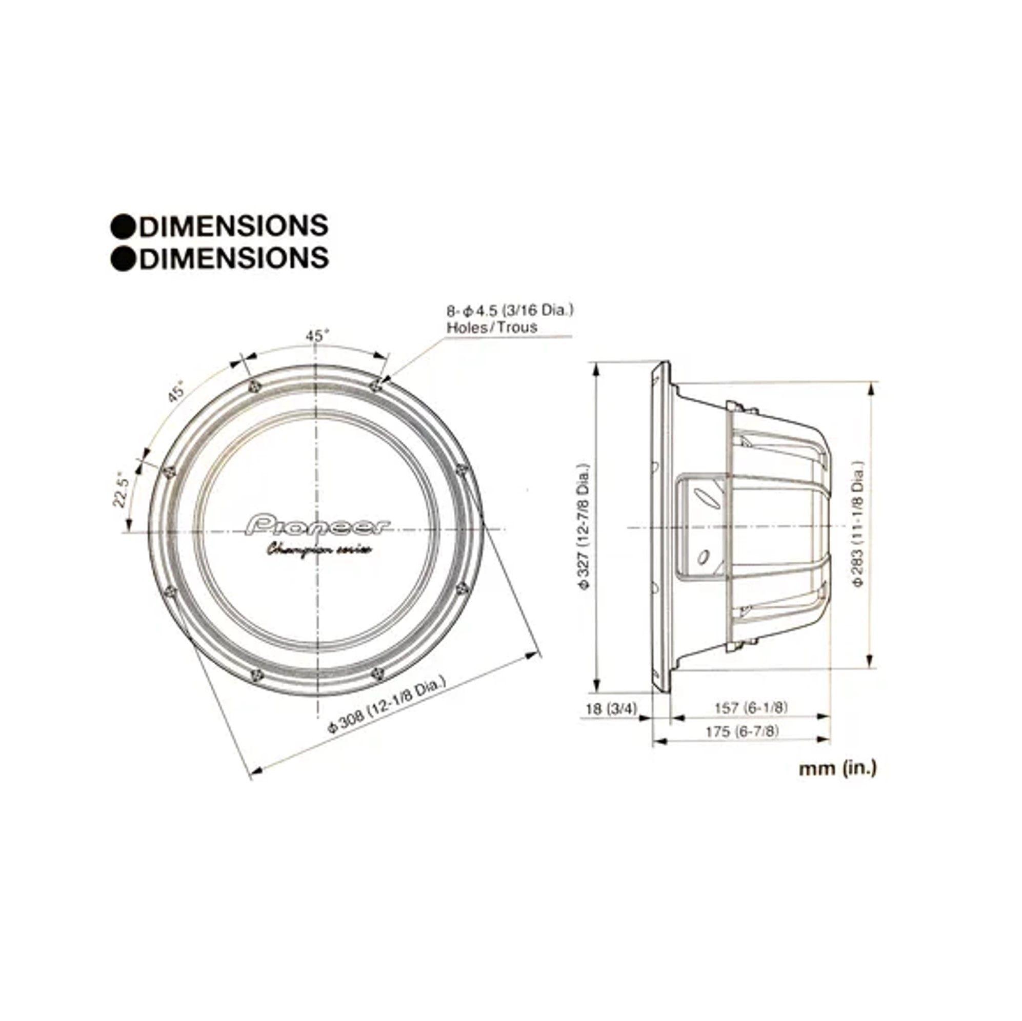 Subwoofer Para Auto Pioneer 12 Pulgadas 1600w-3