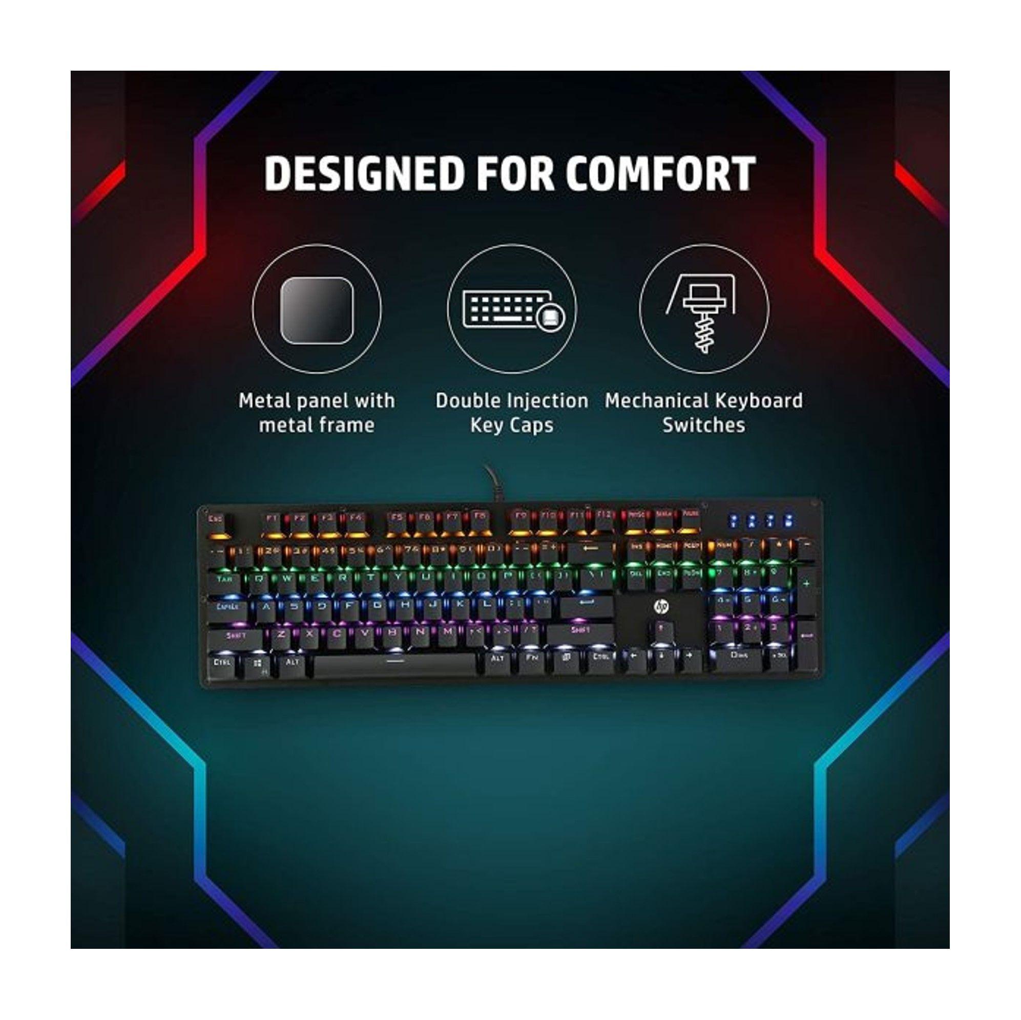 Teclado Gamer Mec nico Al mbrico HP RGB GK100-1