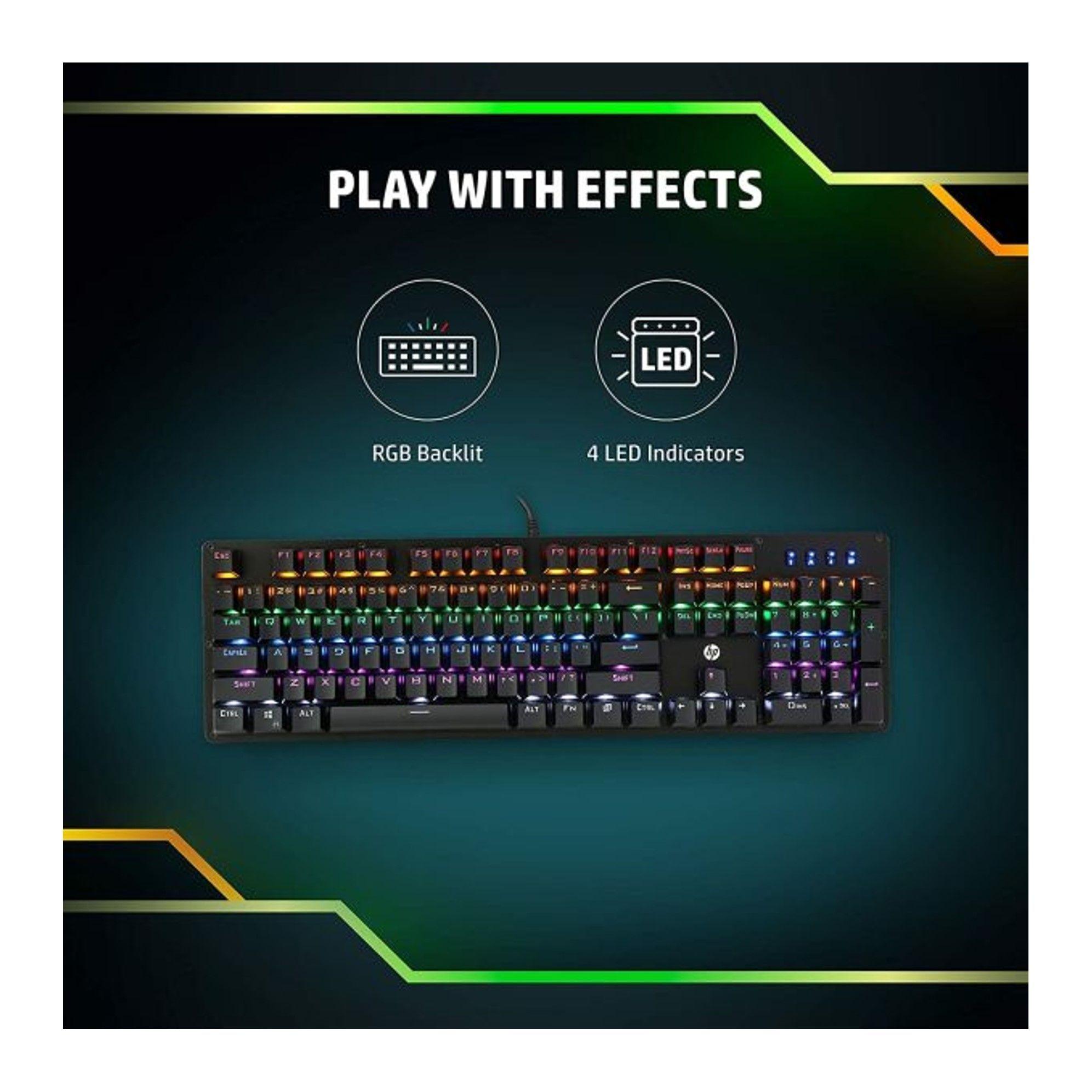 Teclado Gamer Mec nico Al mbrico HP RGB GK100-2