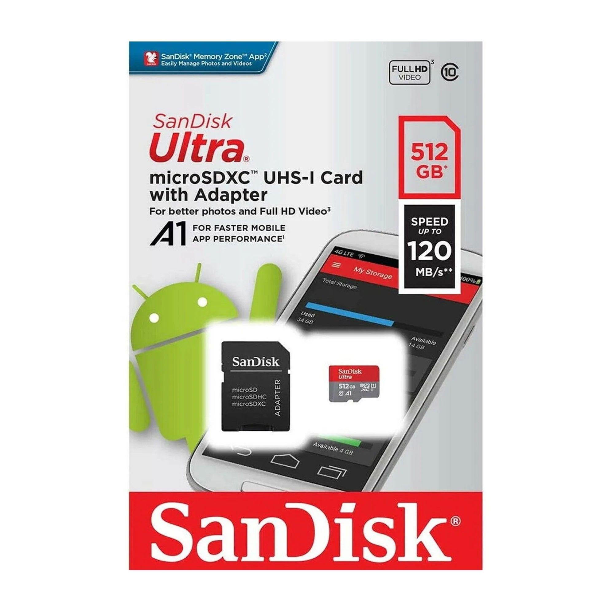 TARJETA DE MEMORIA SANDISK MICRO SD 512GB ULTRA ADAPTADOR-3