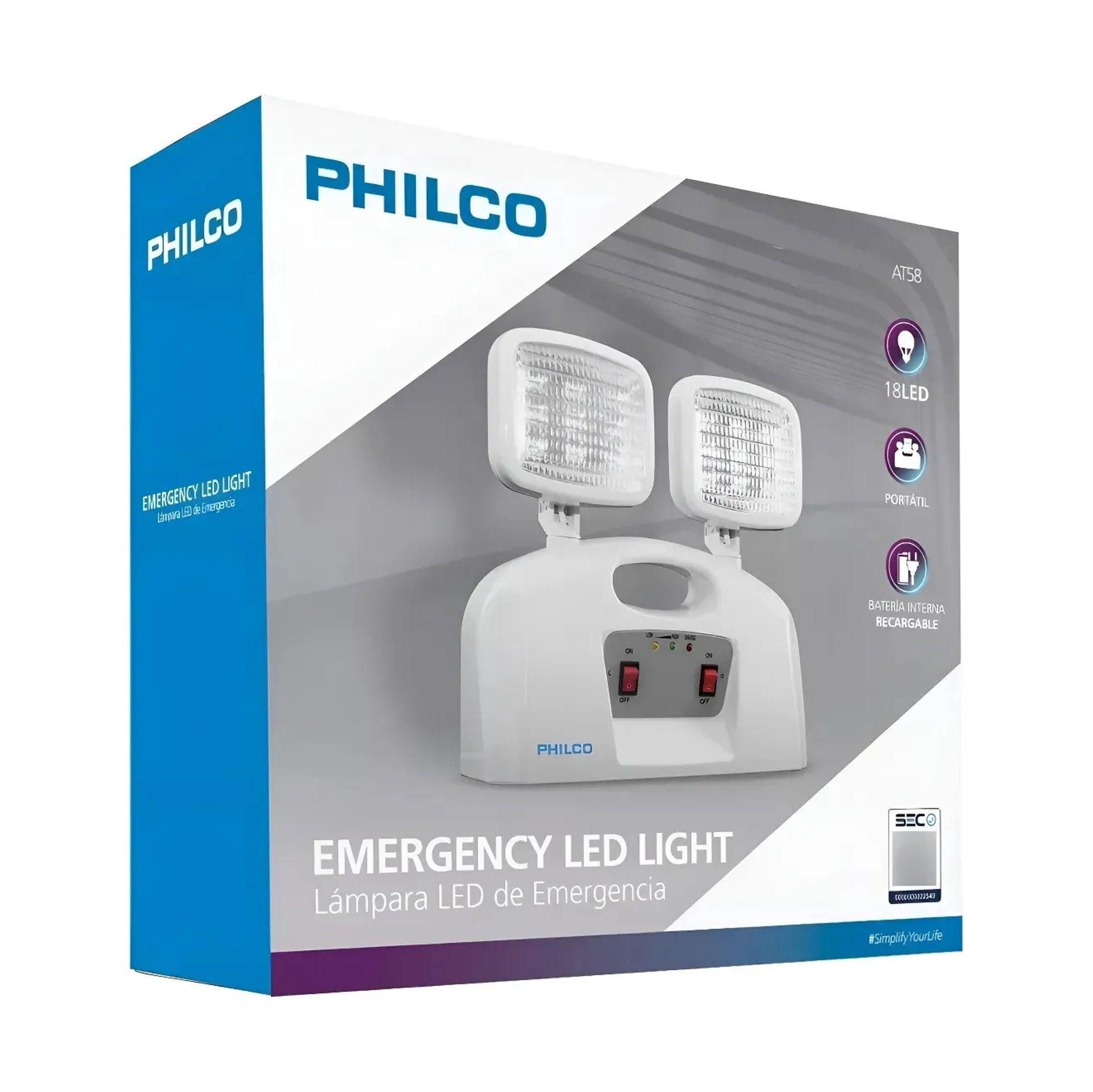Lampara Luz De Emergencia 100w Philco Led 2 Focos-0